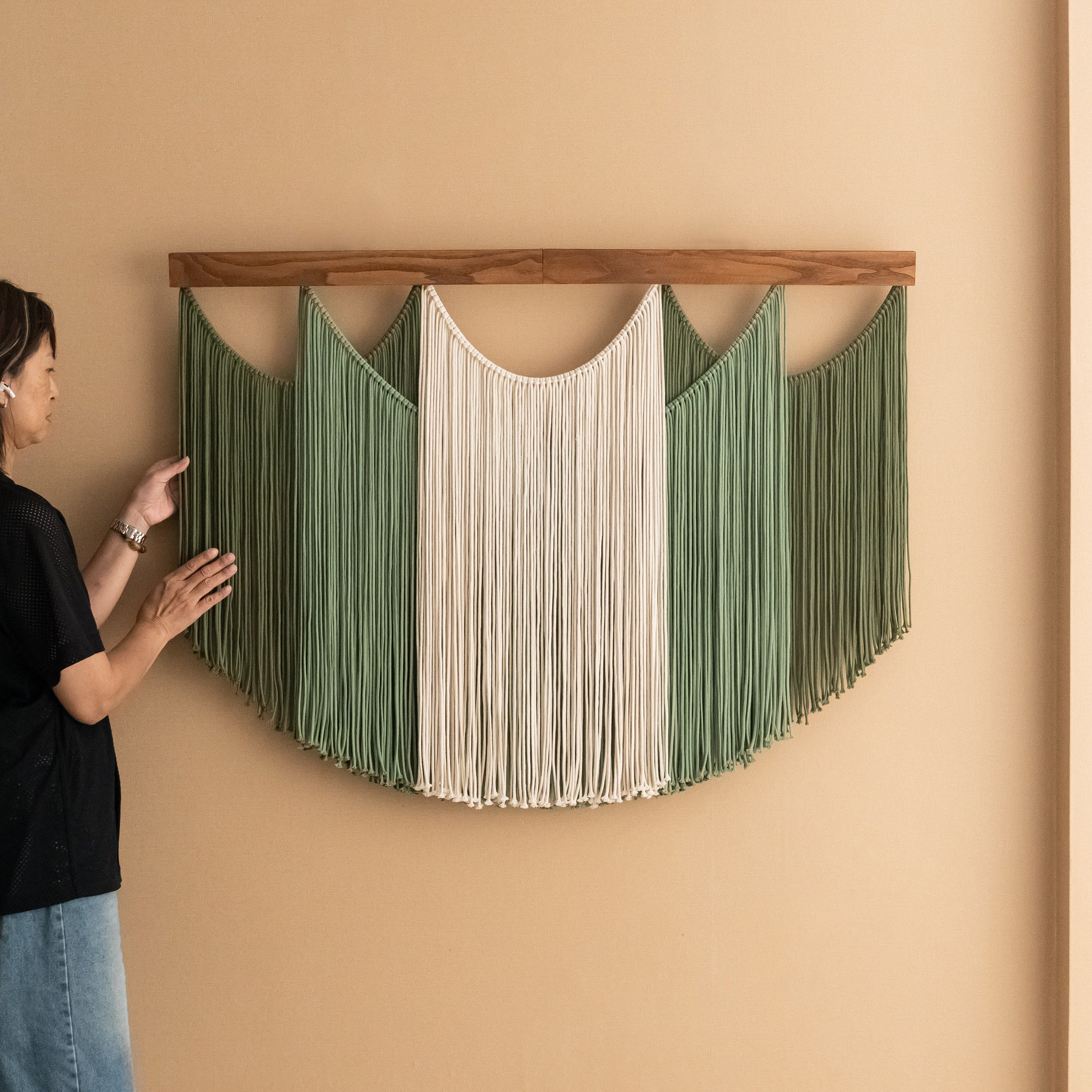 Soft Layers Wall Hanging – Boho Draped Macrame Fiber Art Decor V29
