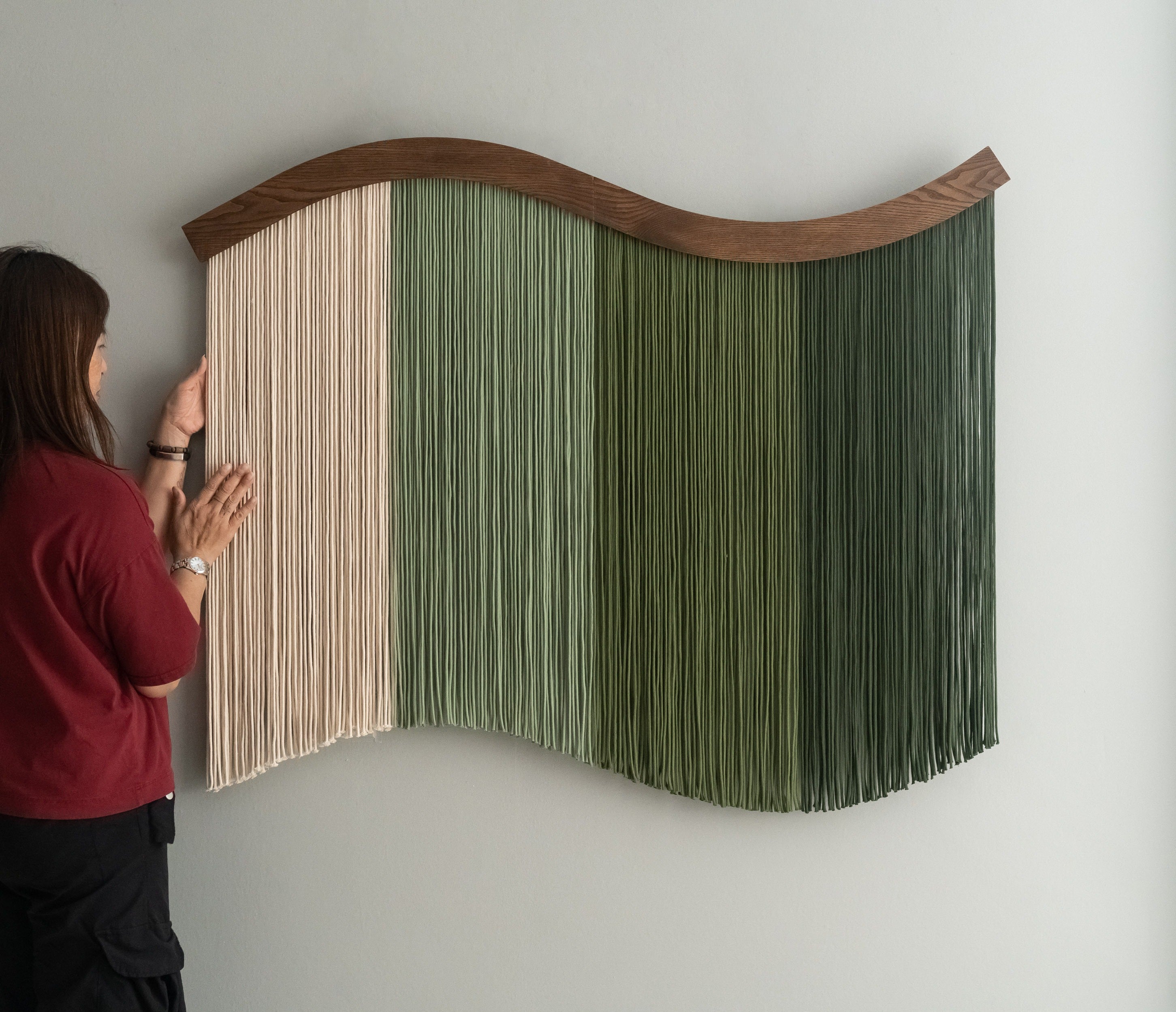 Tenture murale en fibre de macramé pour une décoration bohème et rustique