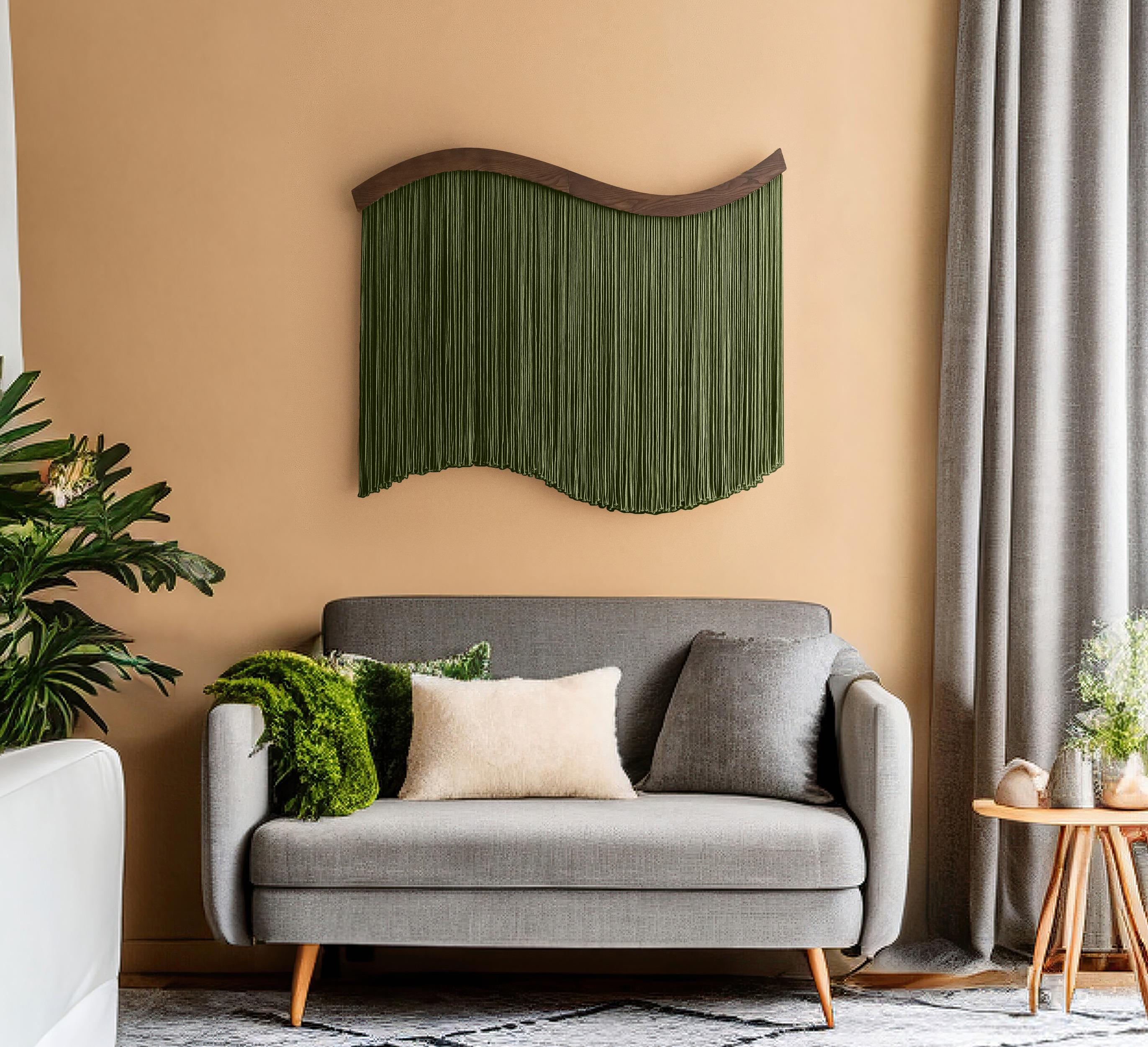 The Curve Wall Hanging – Minimalist Wavy Macrame Wall Art U07