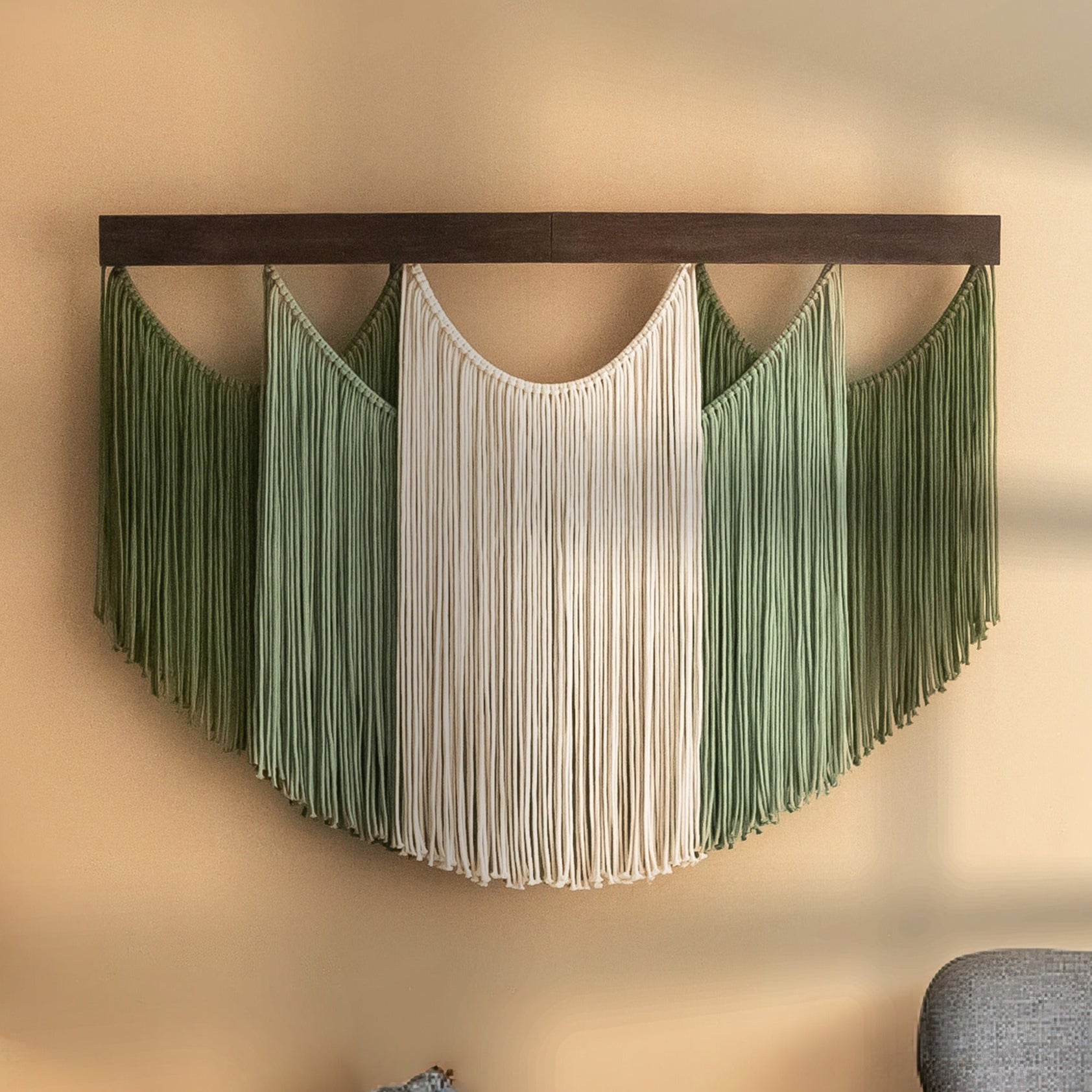 Soft Layers Wall Hanging – Boho Draped Macrame Fiber Art Decor V29