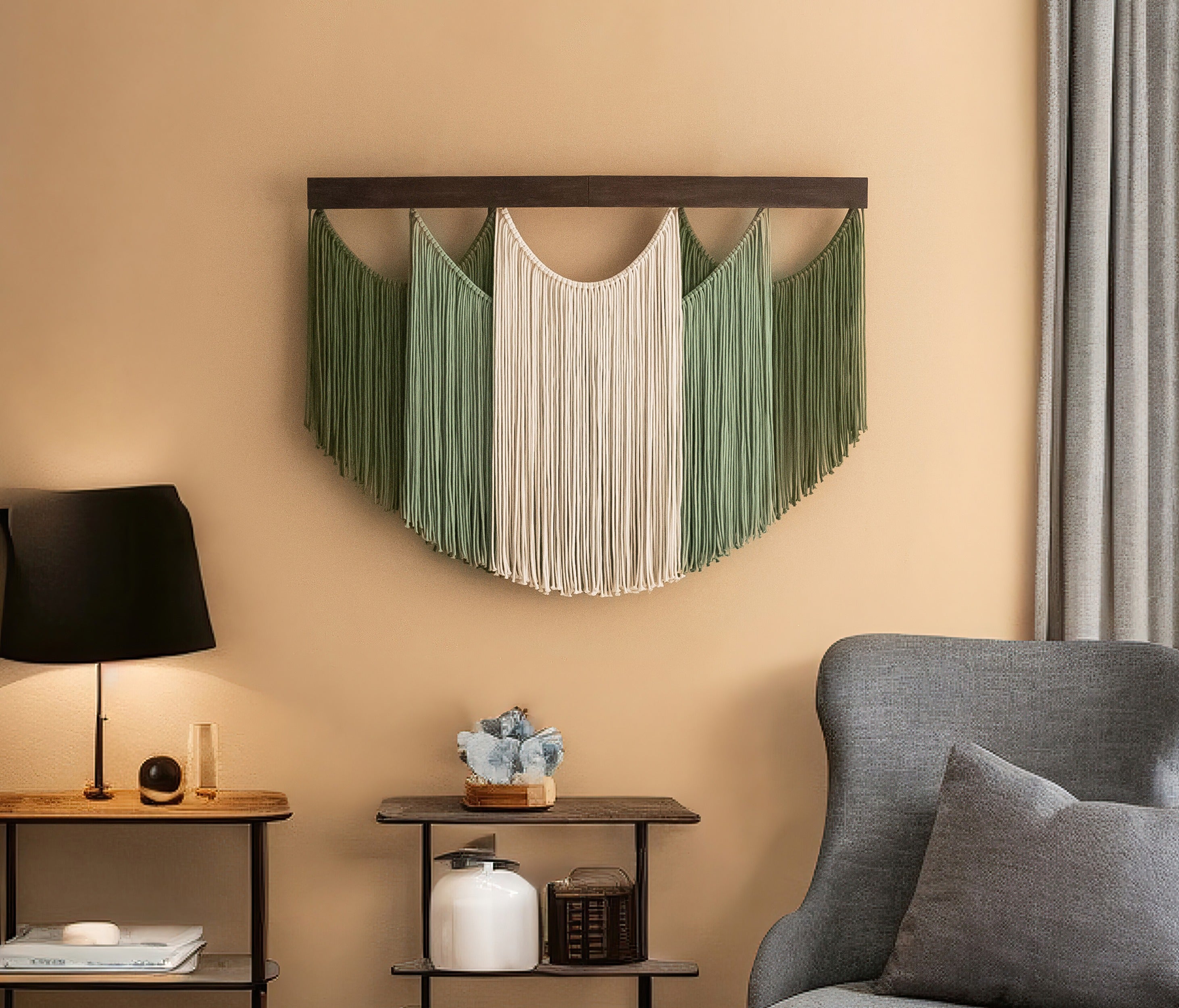 Soft Layers Wall Hanging – Boho Draped Macrame Fiber Art Decor V29