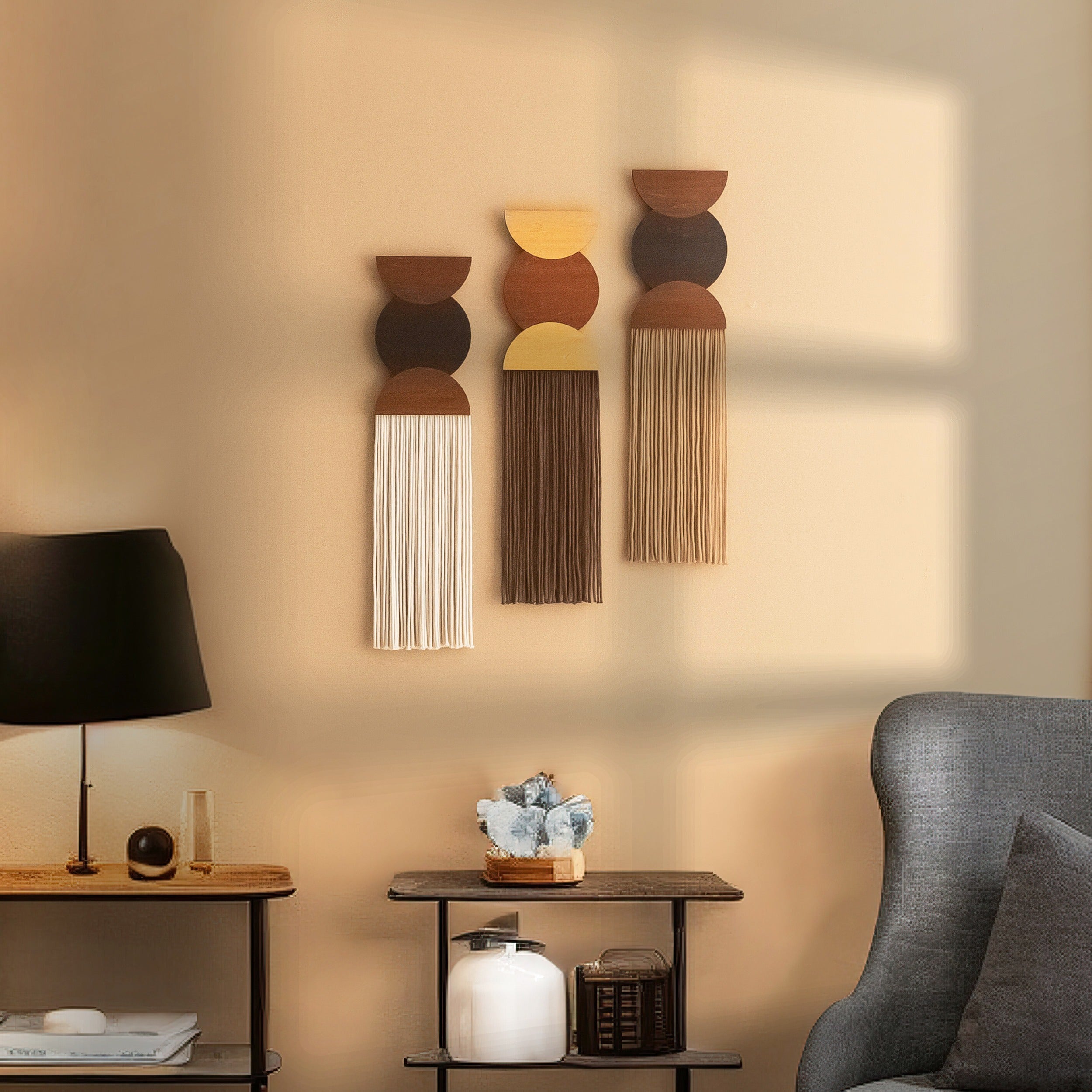 Macrame Fiber Wall Hanging For Minimalist Boho Home Decoration