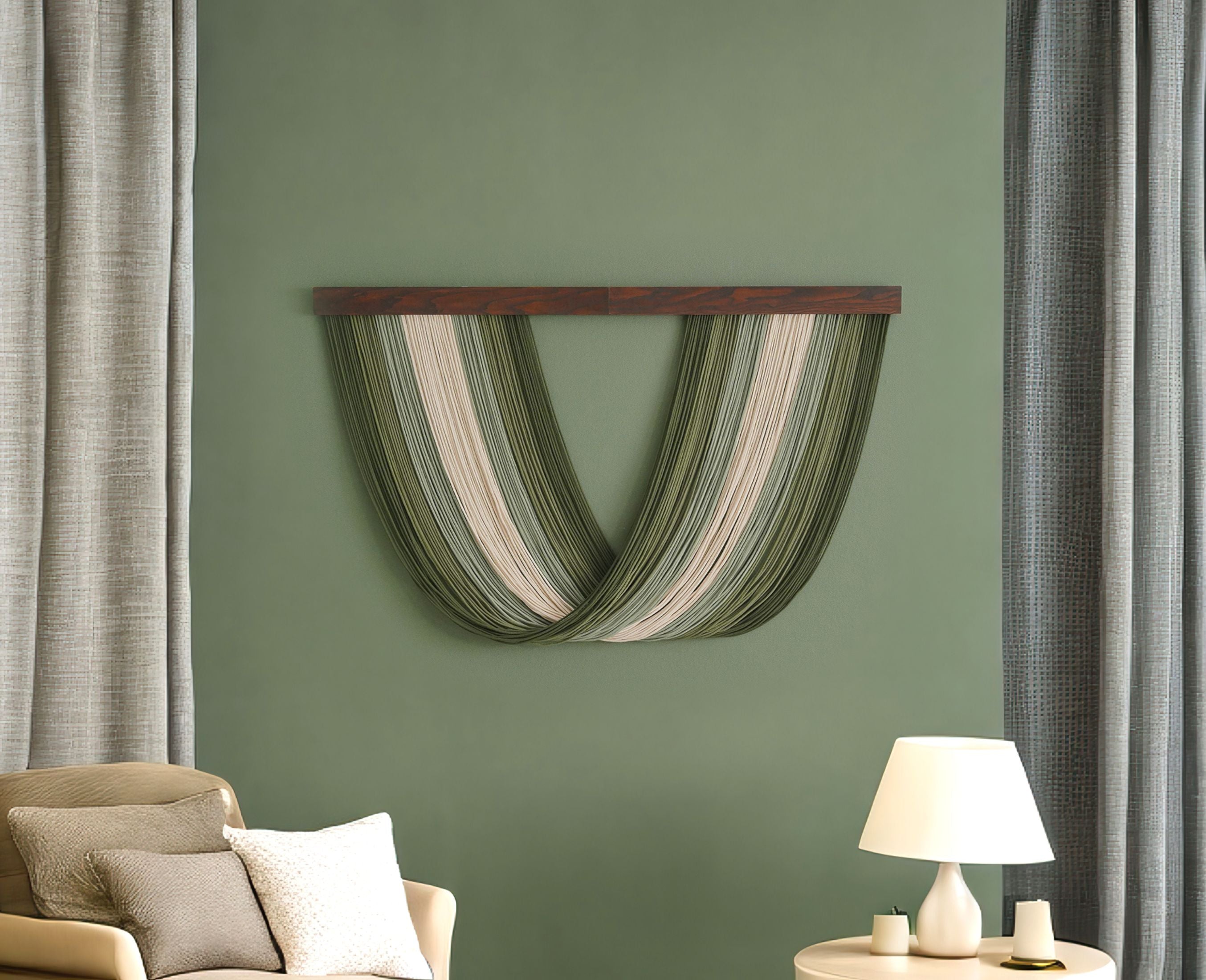 Zen Lines Macrame Wall Hanging – Boho Fiber Wall Art Decor V34