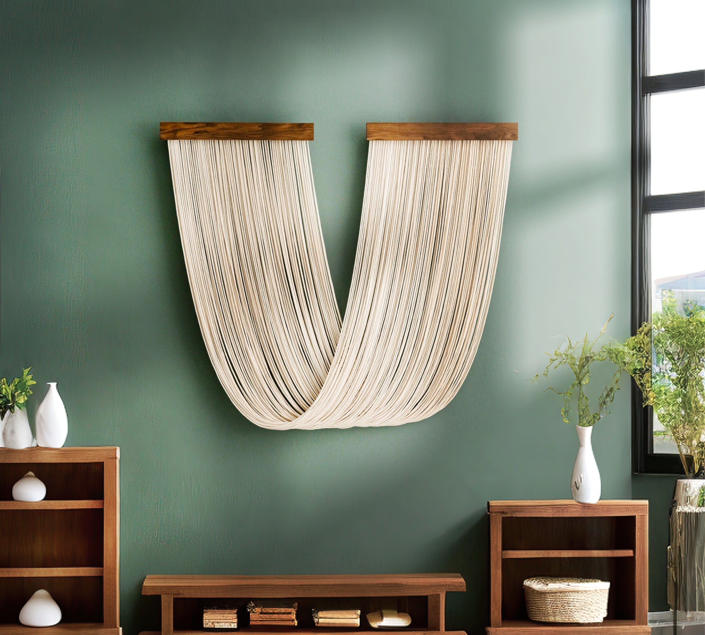 Macrame Fiber Wall Hanging for Elegant Boho Home Decor