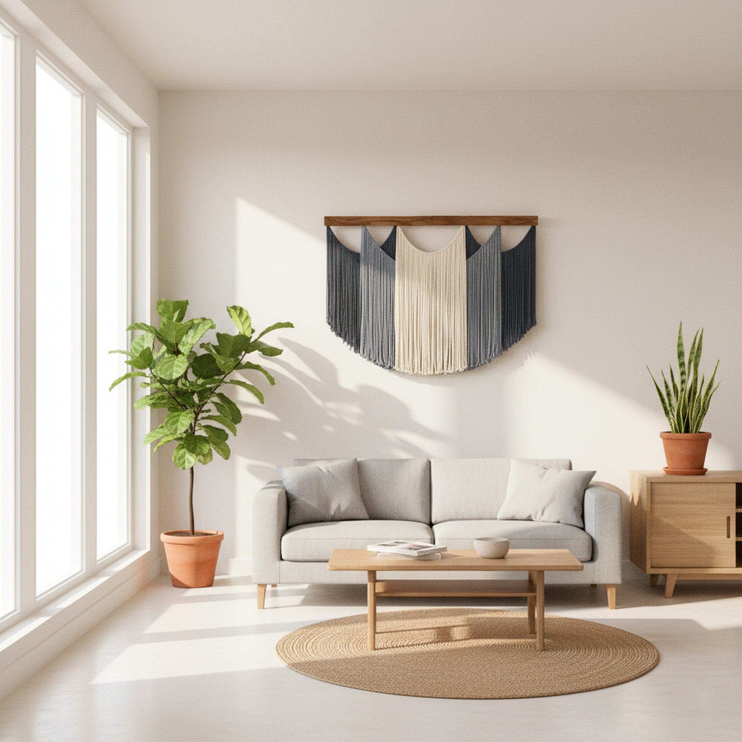 Soft Layers Wall Hanging – Large Macrame Fiber Art for Modern Home V29