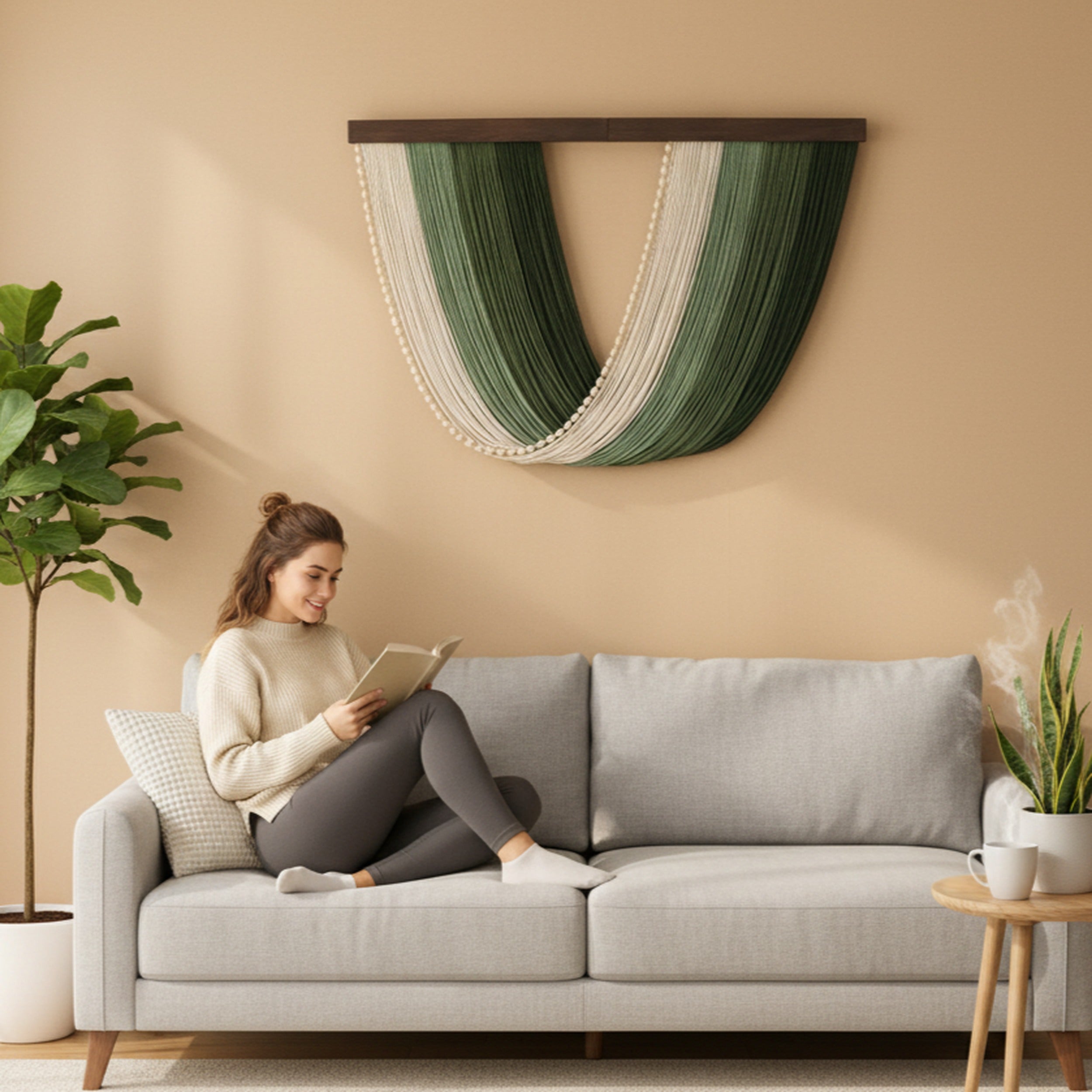 The Embrace - Macrame Wall Hanging Decor - Boho Cotton Art U02