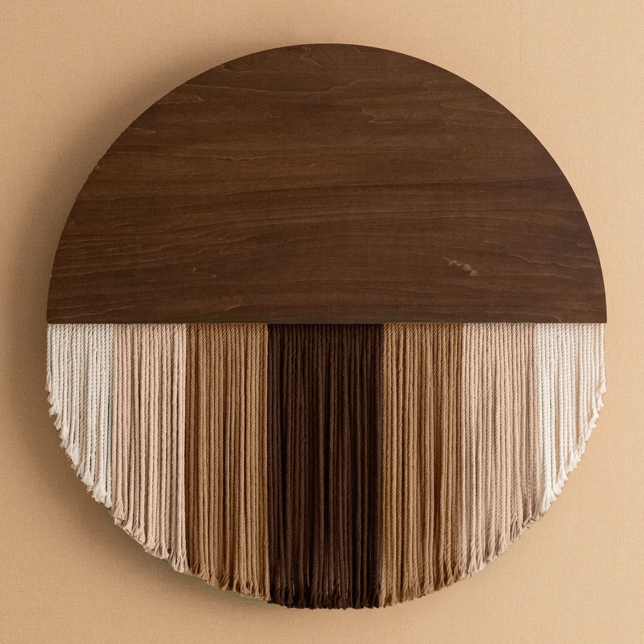 Lunar Memory Wall Hanging – Round Neutral Macrame Art for Home V07