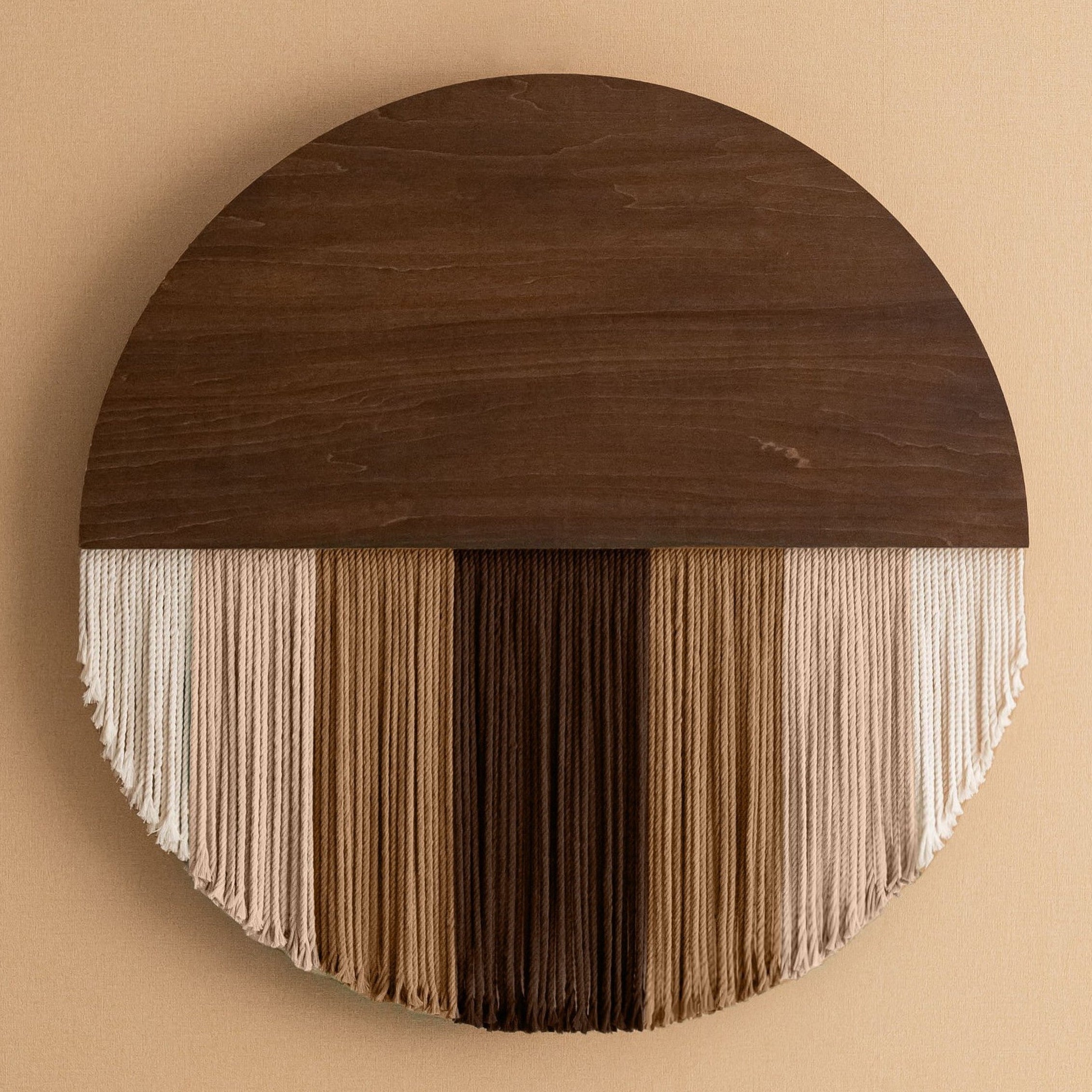 Lunar Memory Wall Hanging – Round Neutral Macrame Art for Home V07