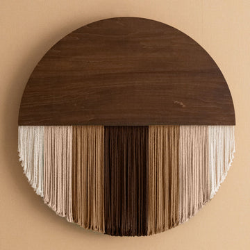 Lunar Memory Wall Hanging – Round Neutral Macrame Art for Home V07