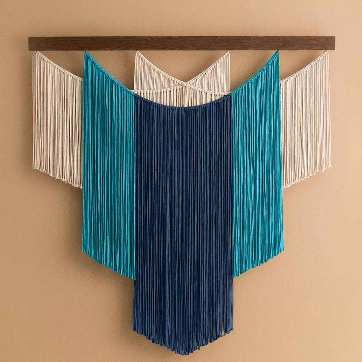 The Shield Macrame Wall Hanging – Contemporary Layered Fiber Art V83