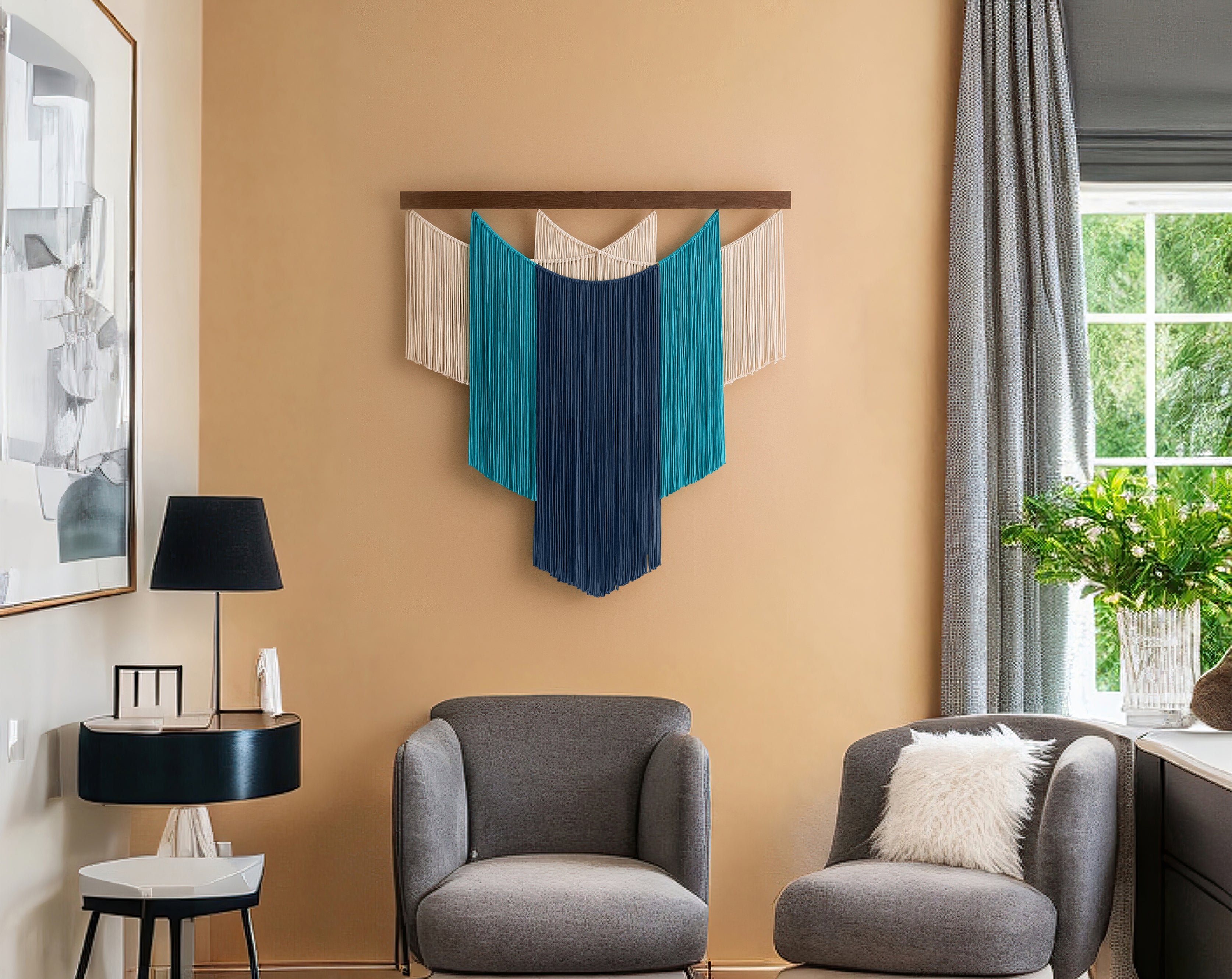 The Shield Macrame Wall Hanging – Contemporary Layered Fiber Art V83