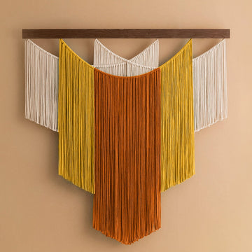 The Shield Macrame Wall Hanging – Warm Layered Textured Wall Art V83