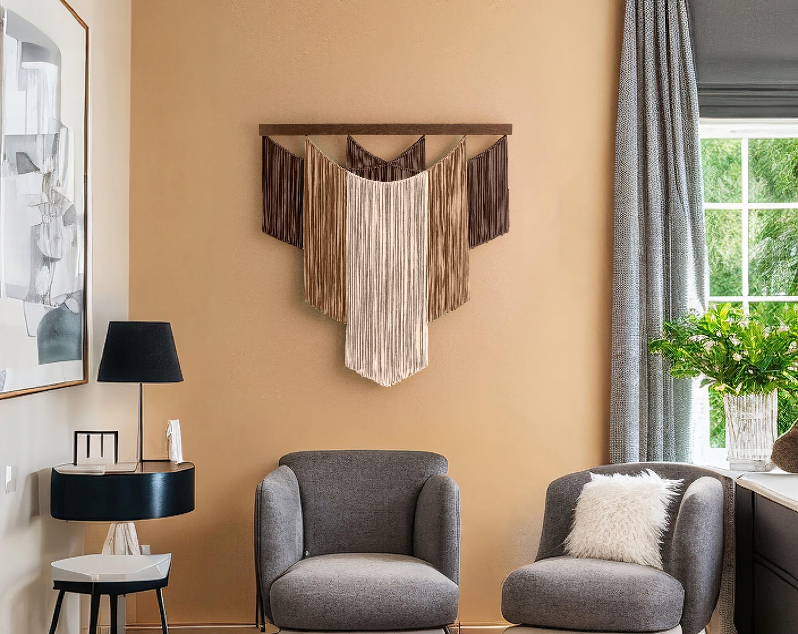 The Shield - Layered Macrame Wall Hanging in Earth Tones V83