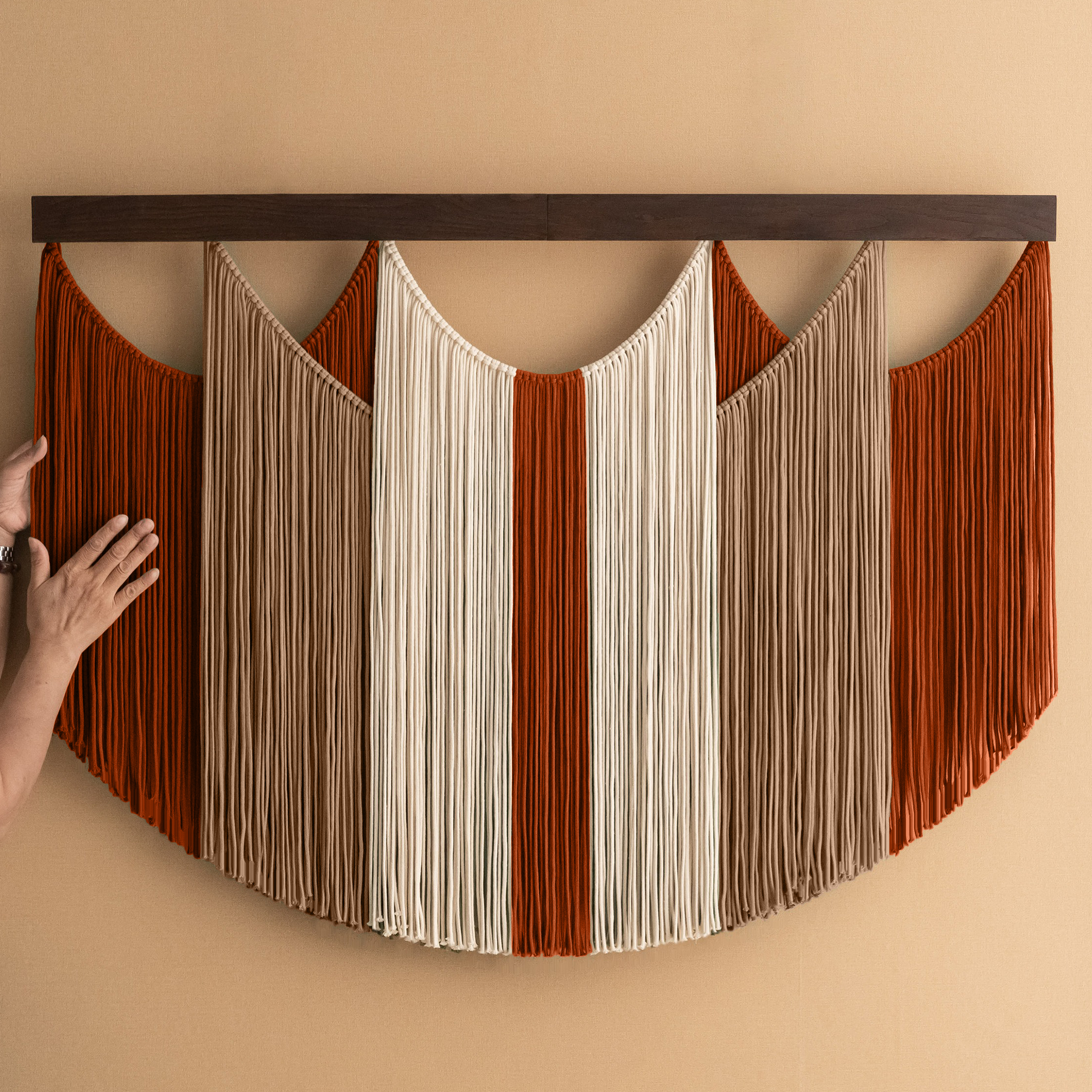 The Calm Macrame Wall Hanging – Neutral Boho Fiber Art Decor V90