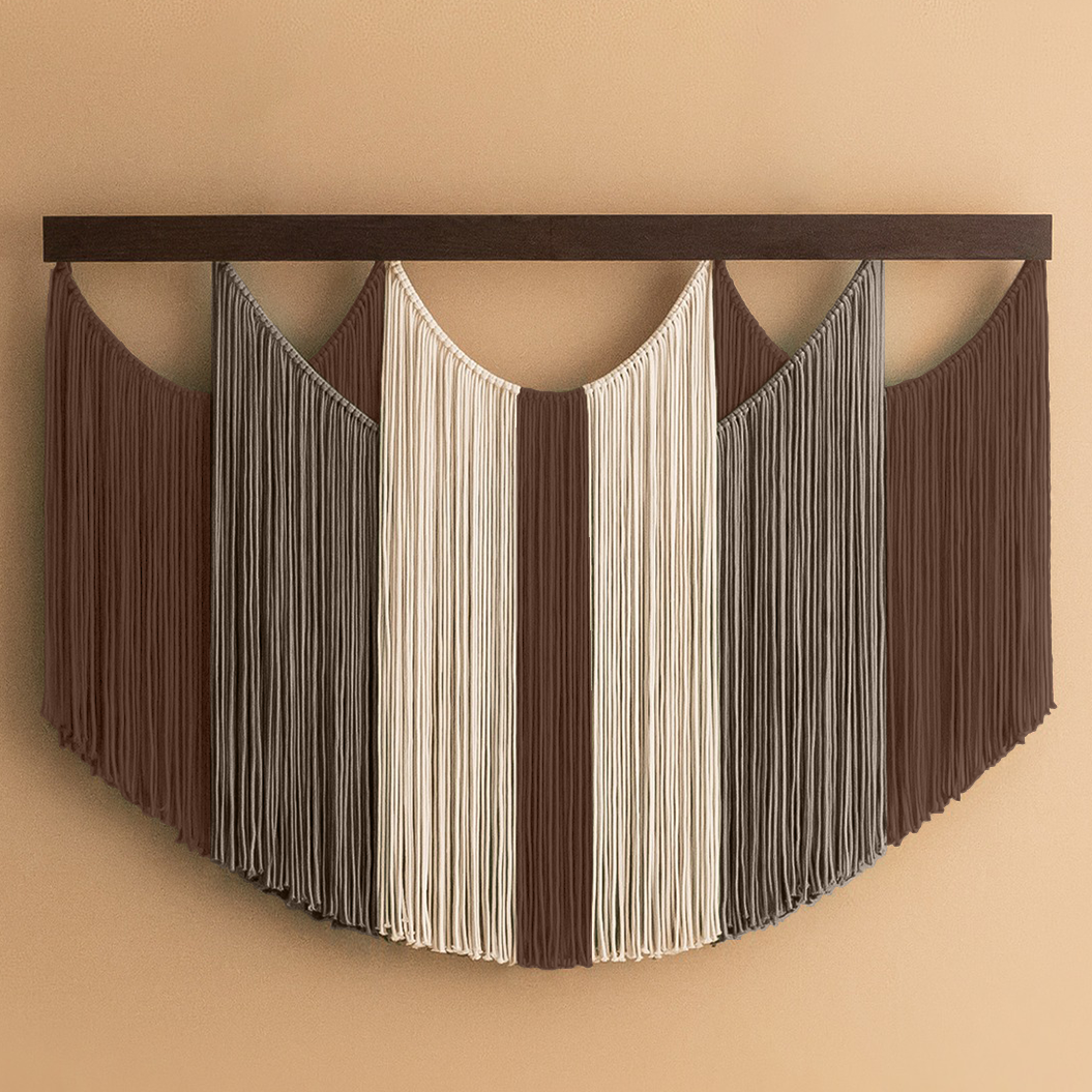 The Calm Macrame Wall Hanging – Neutral Boho Fiber Wall Art V90