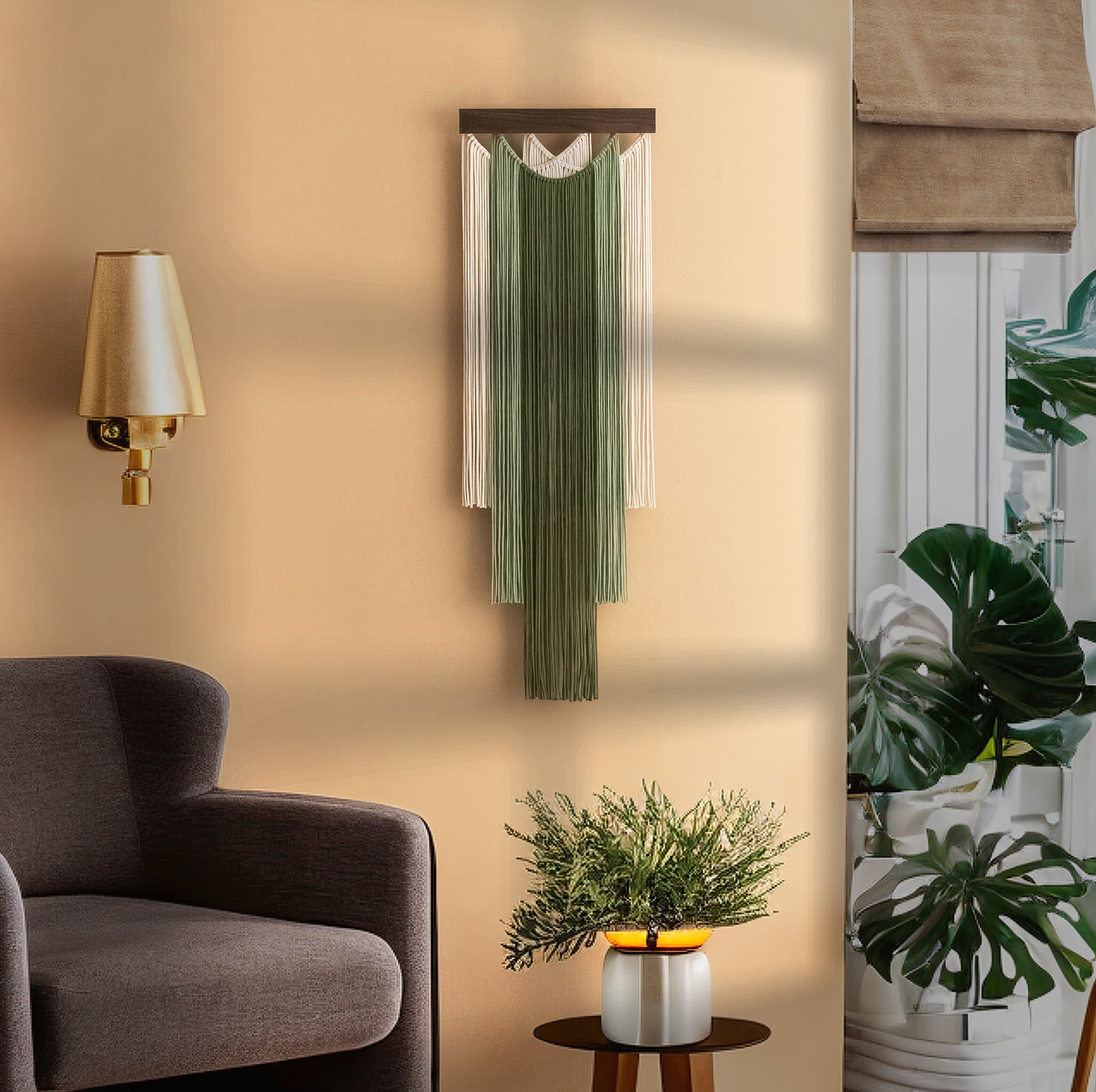 Falling Star Wall Hanging – Vertical Macrame Fiber Art for Home V92