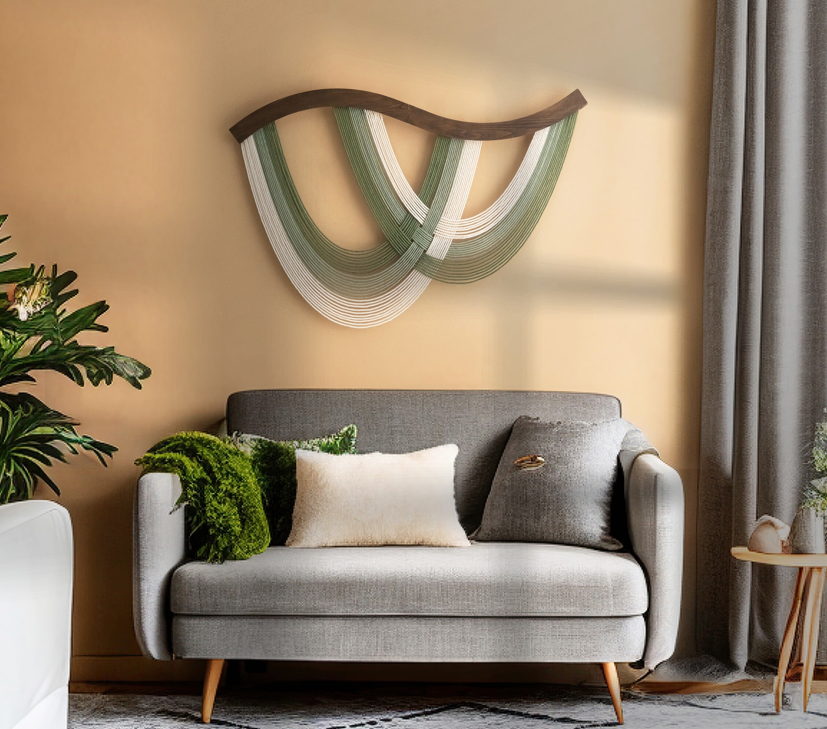 The Flow Wall Hanging – Cotton Macrame Wave Art for Boho Decor V93