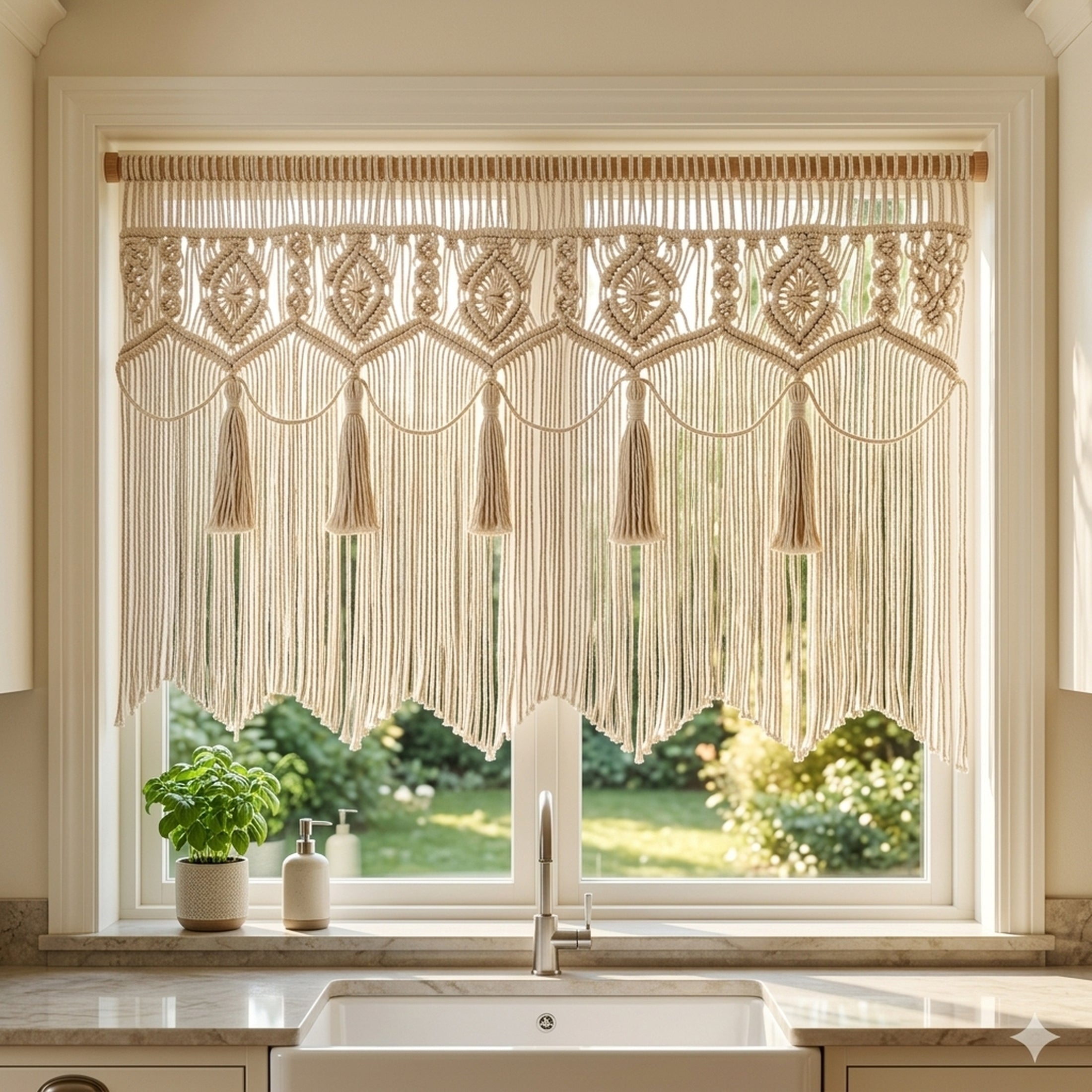Macrame Curtain for Room Divider Curtain and Home Decor C13