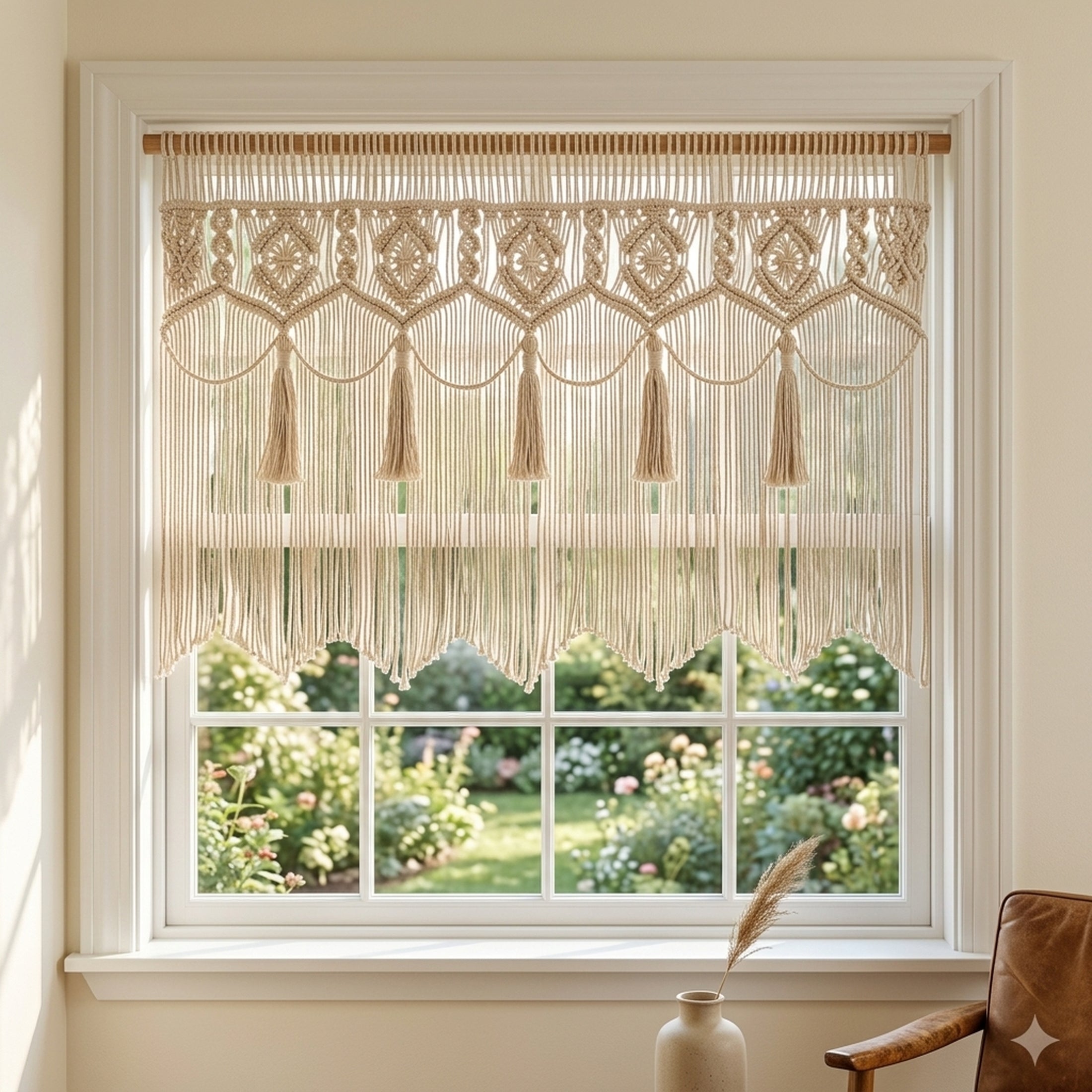 Macrame Curtain for Room Divider Curtain and Home Decor C13