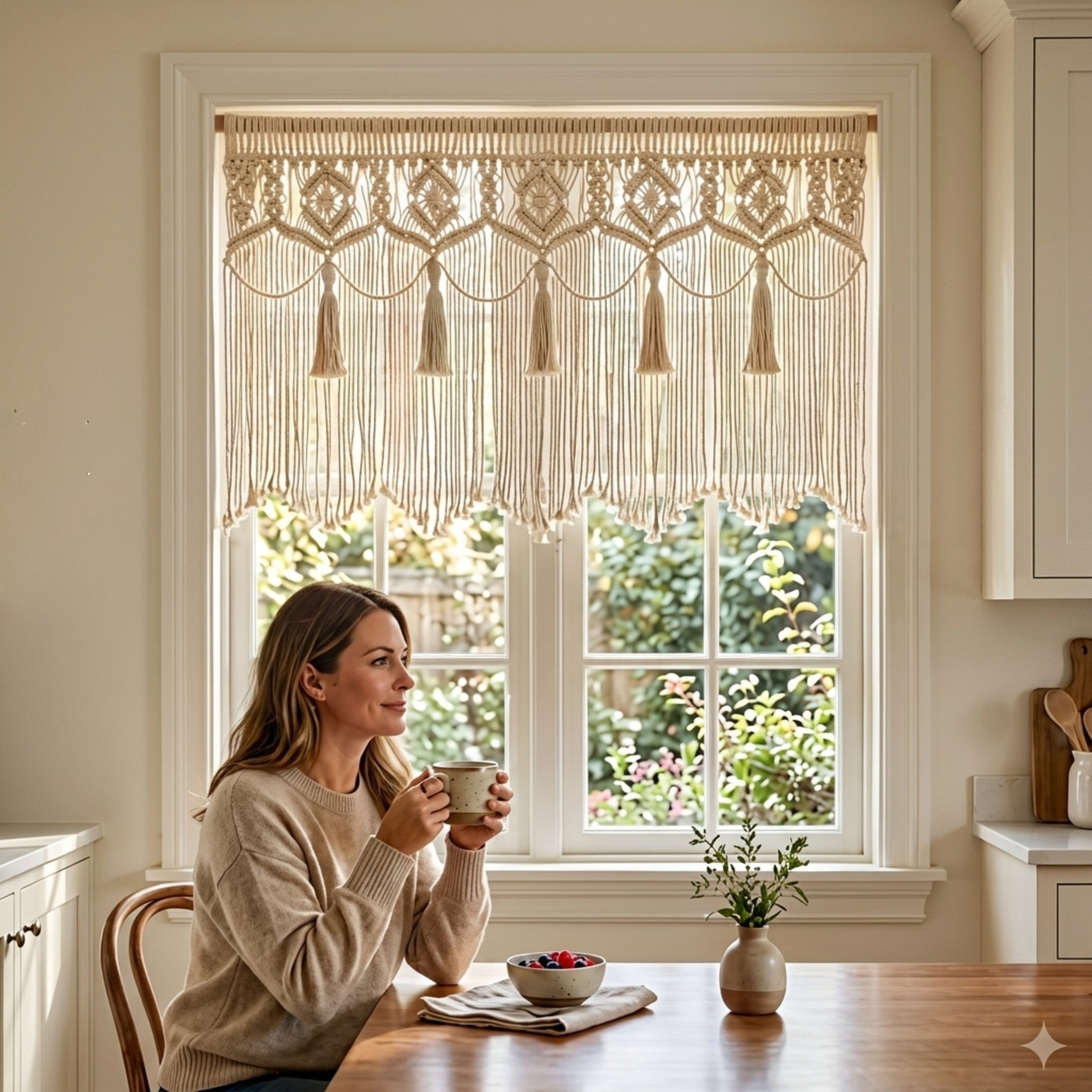 Macrame Curtain for Room Divider Curtain and Home Decor C13