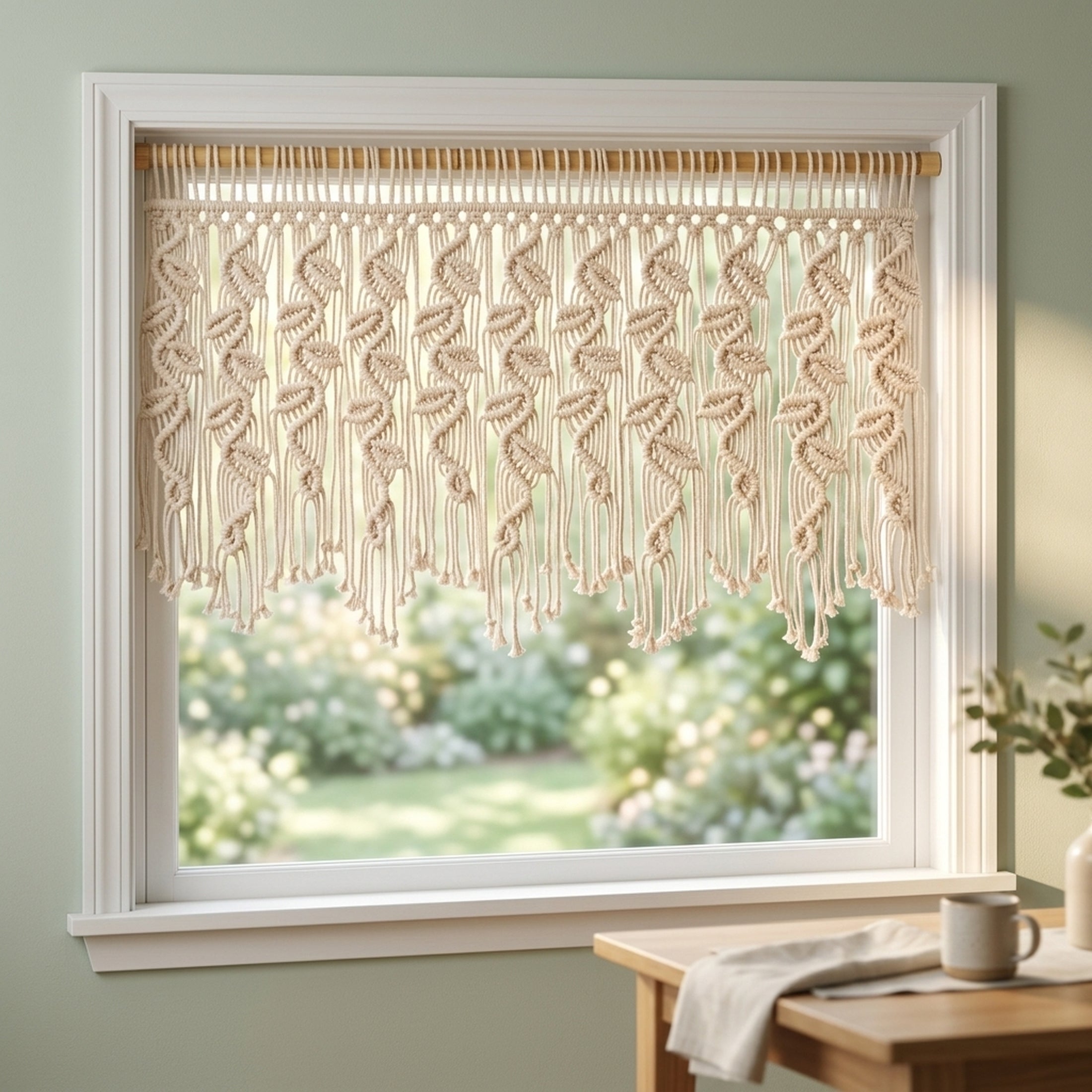 Macrame Curtain for Bohemian Curtain and Interior Decor C03