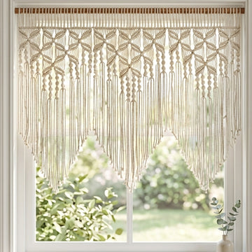 Macrame Curtain for Farmhouse Decor and Boho Window Style C30