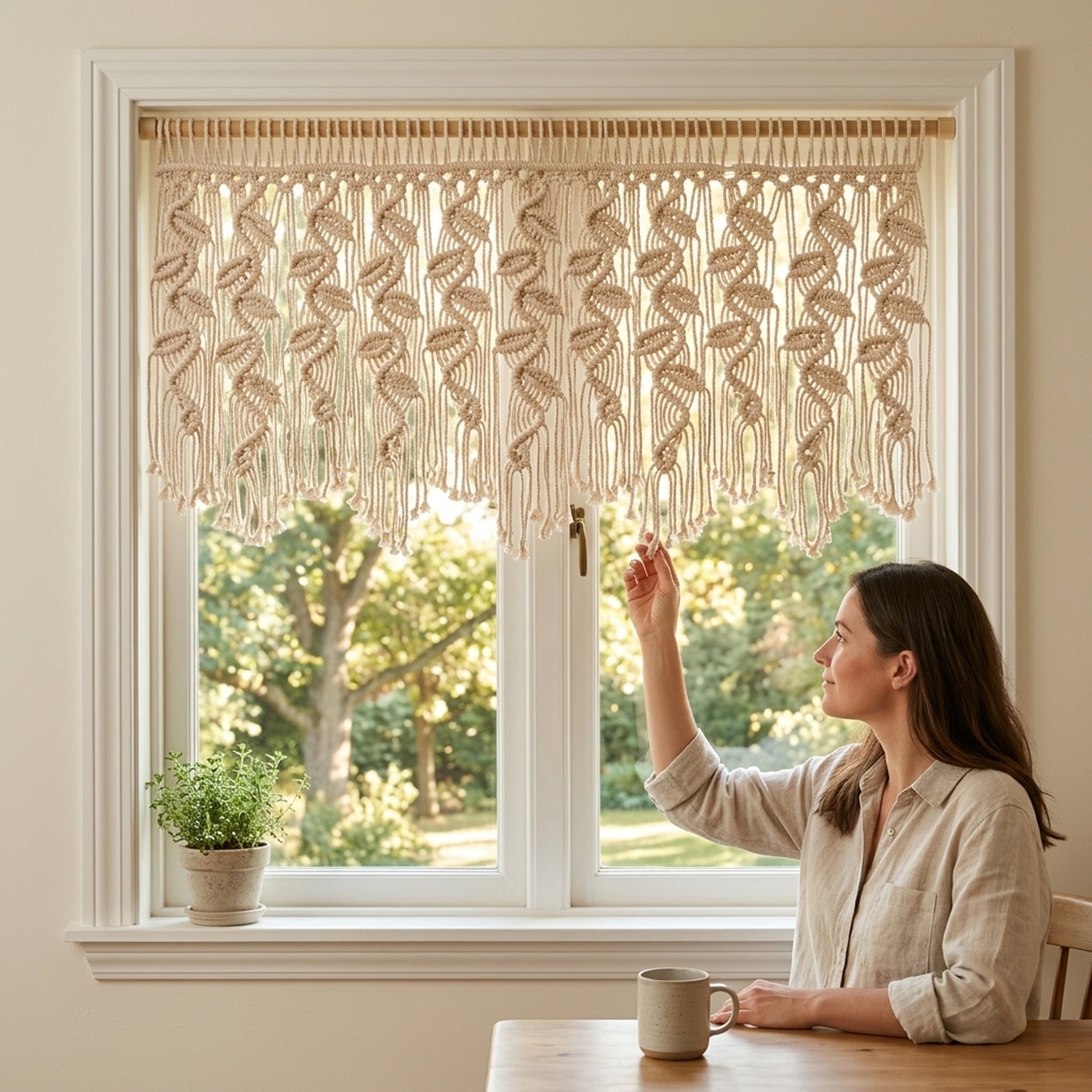 Macrame Curtain for Bohemian Curtain and Interior Decor C03
