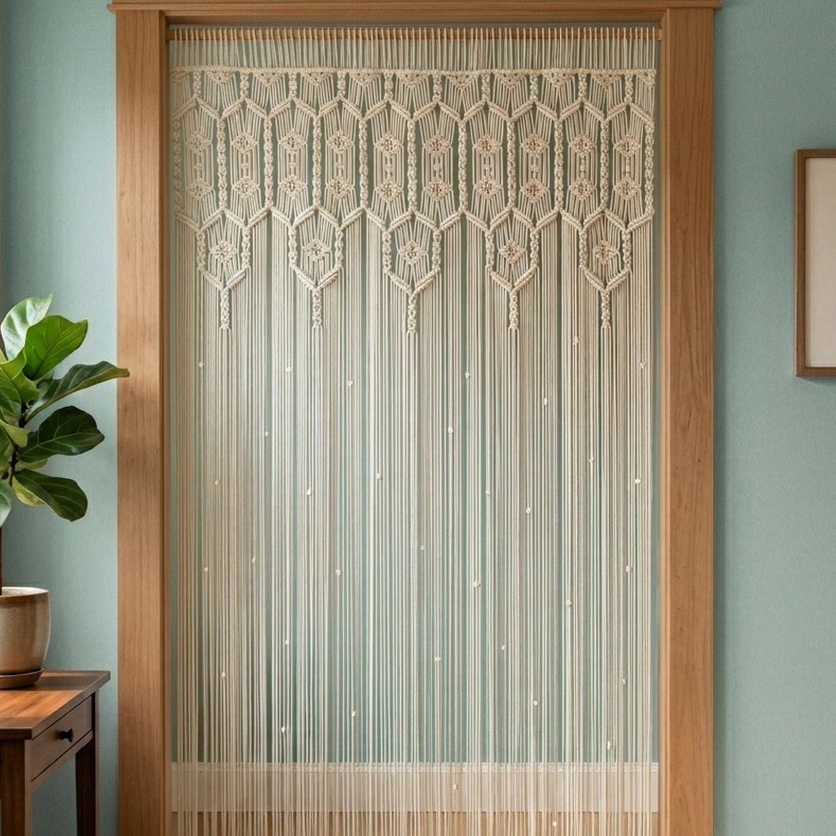 Macrame Curtain for Modern Boho Home and Woven Screen C29