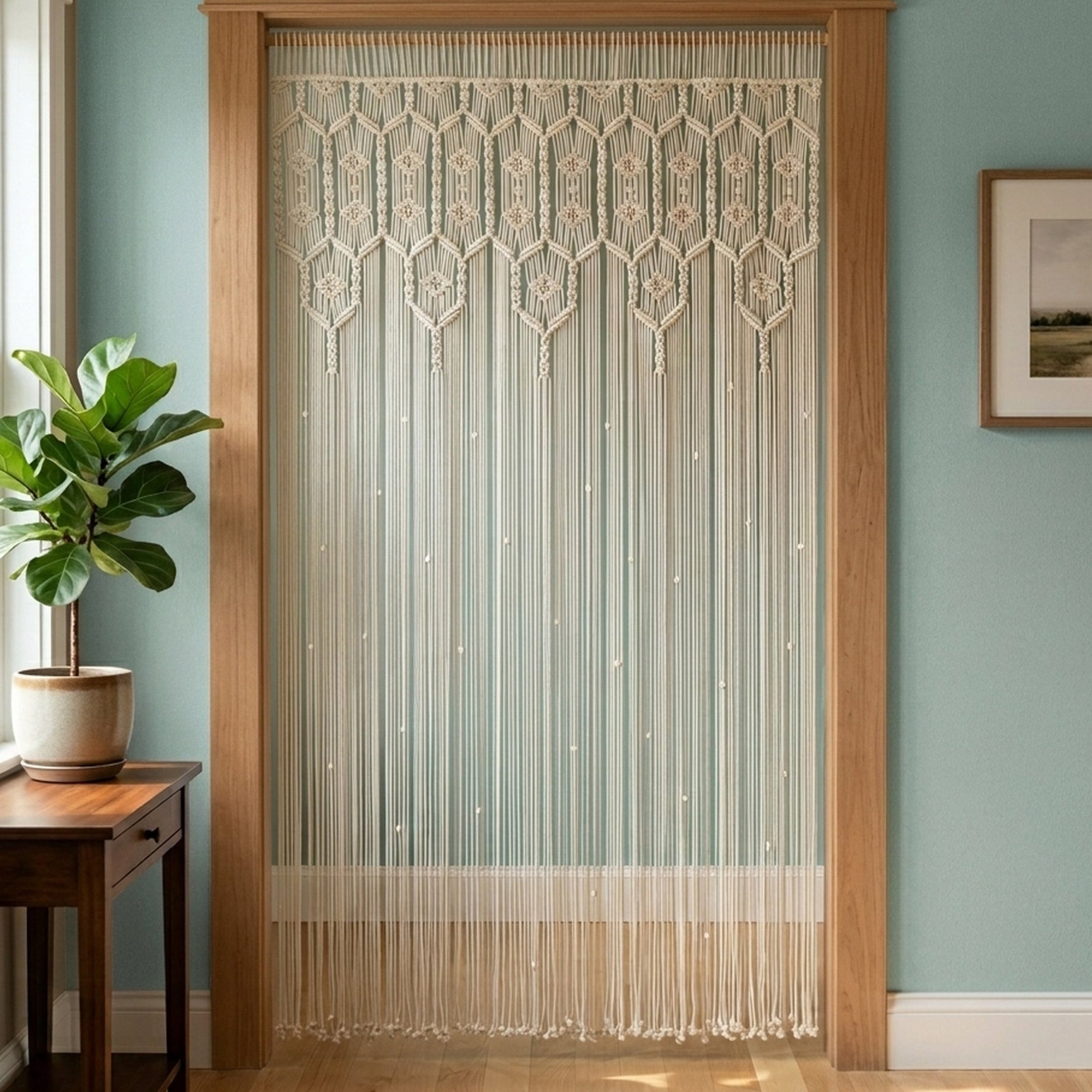Macrame Curtain for Modern Boho Home and Woven Screen C29