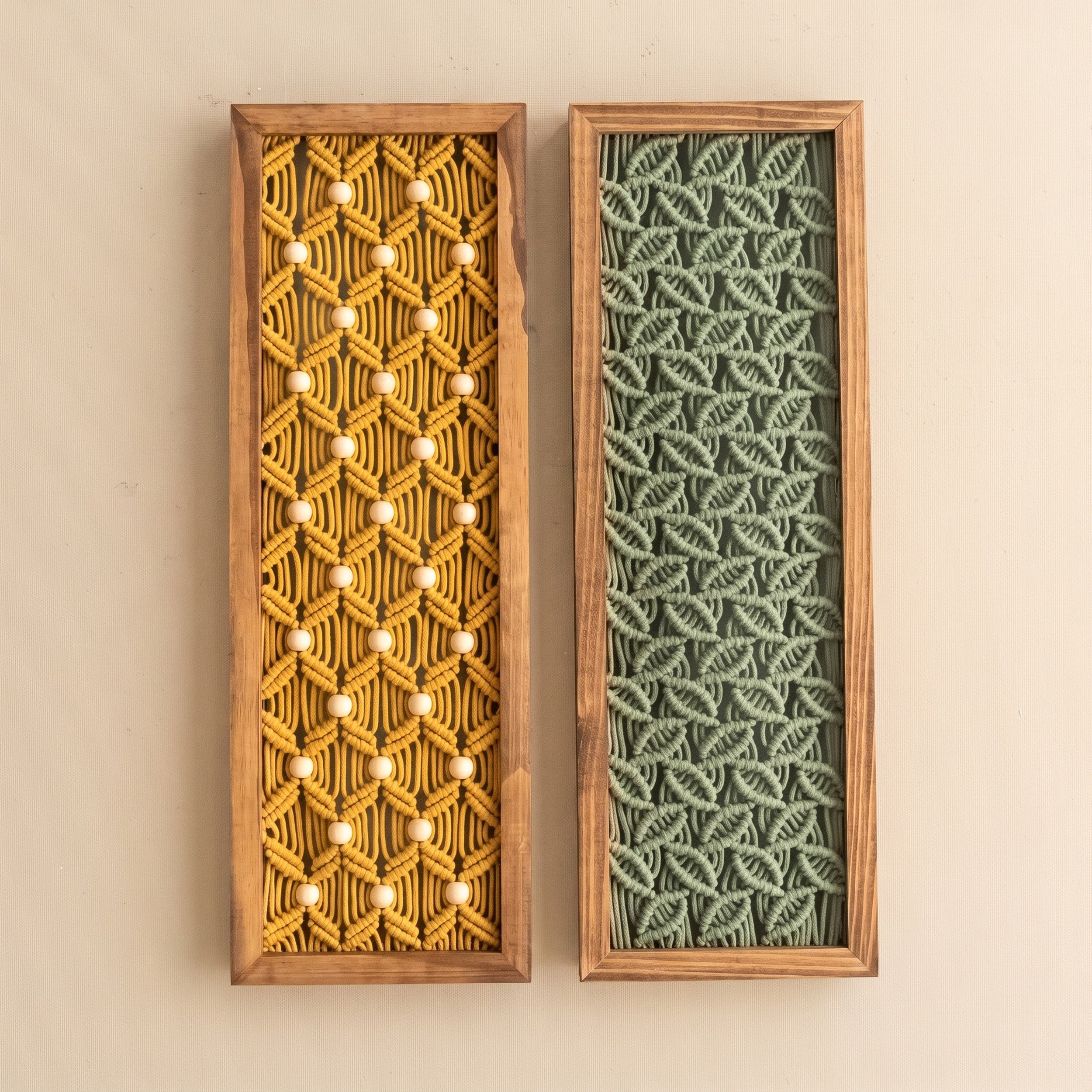 Framed Macrame Wall Hanging Decor Boho Wall Decor U45