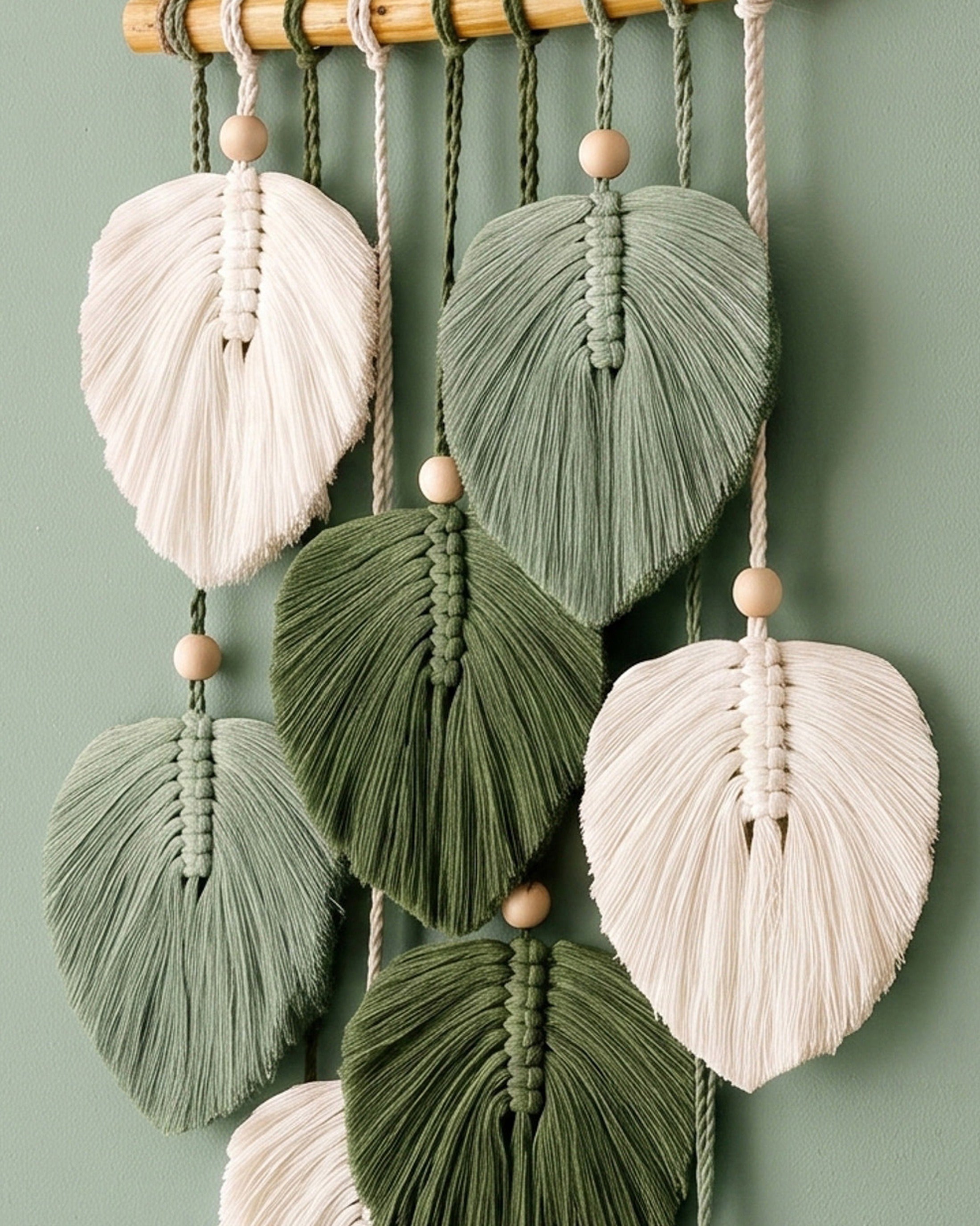 Macrame Leaves Wall Hanging Botanical Wall Decor for Boho L40