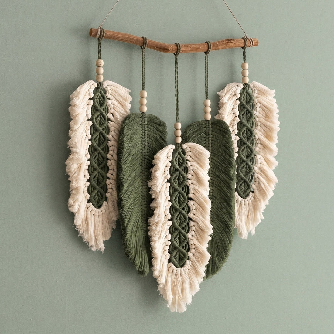 Macrame Leaves Wall Hanging Cotton Cord Boho Wall Decor L46