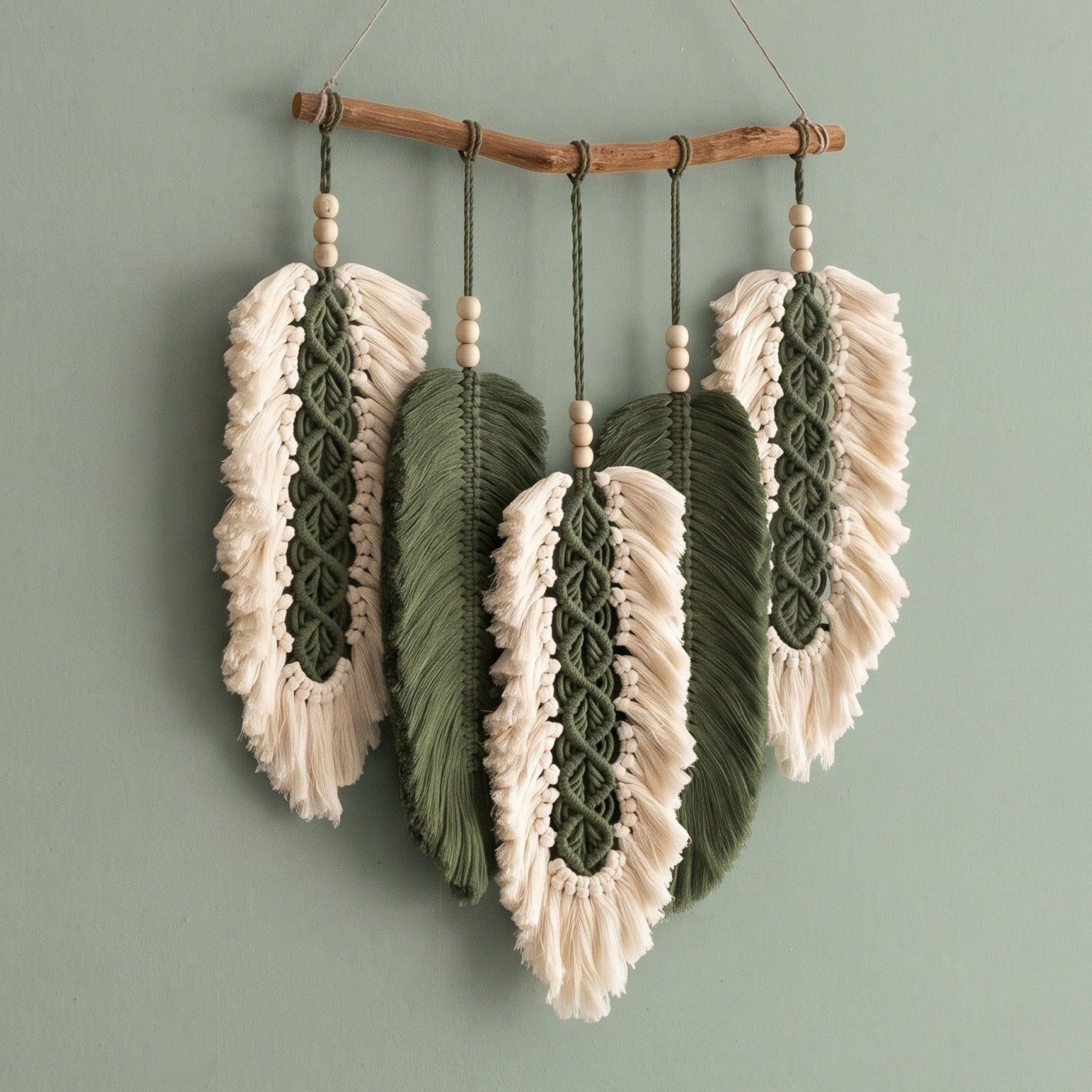 Macrame Leaves Wall Hanging Cotton Cord Boho Wall Decor L46