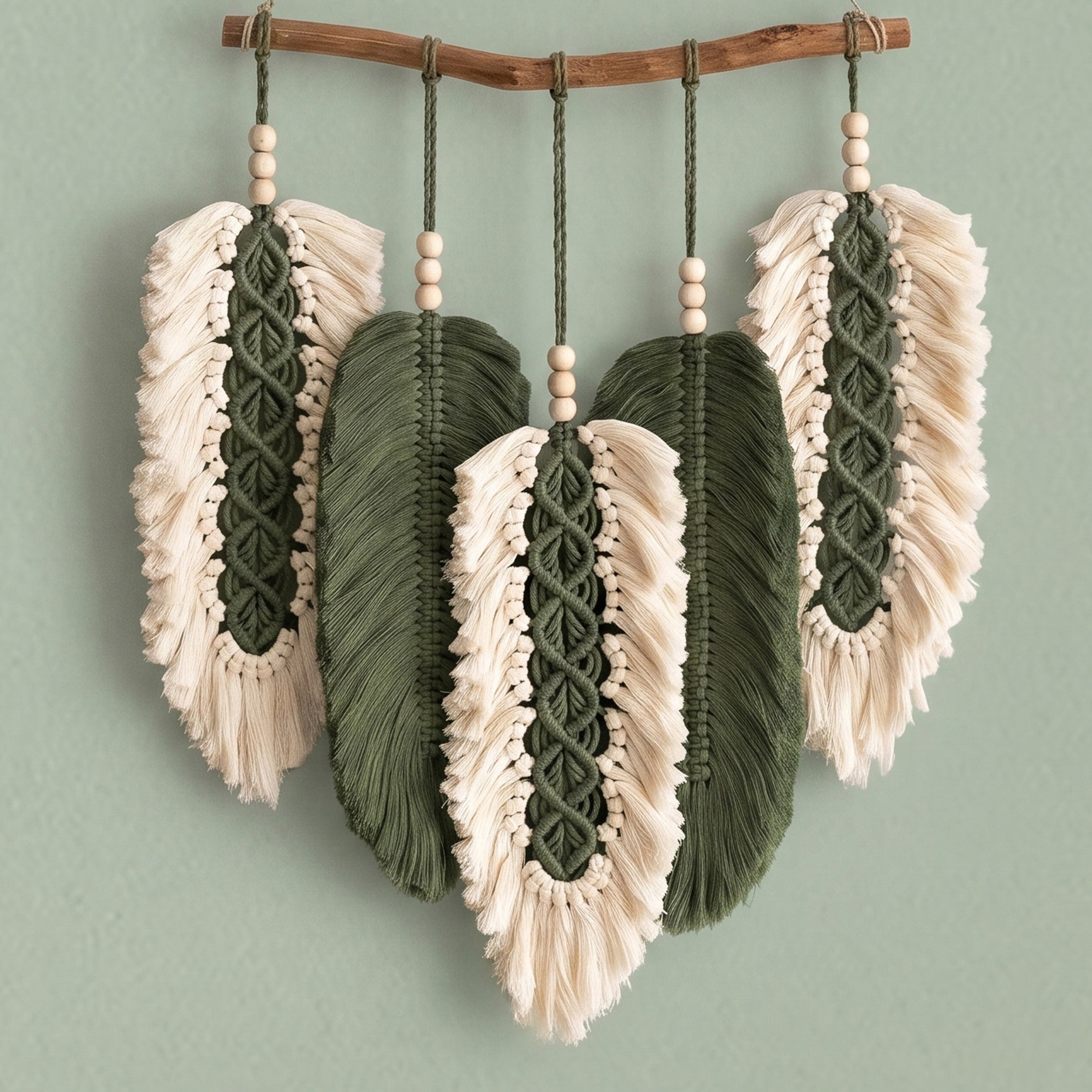 Macrame Leaves Wall Hanging Cotton Cord Boho Wall Decor L46