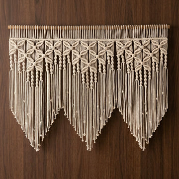 Macrame Curtain for Farmhouse Decor and Boho Window Style C30