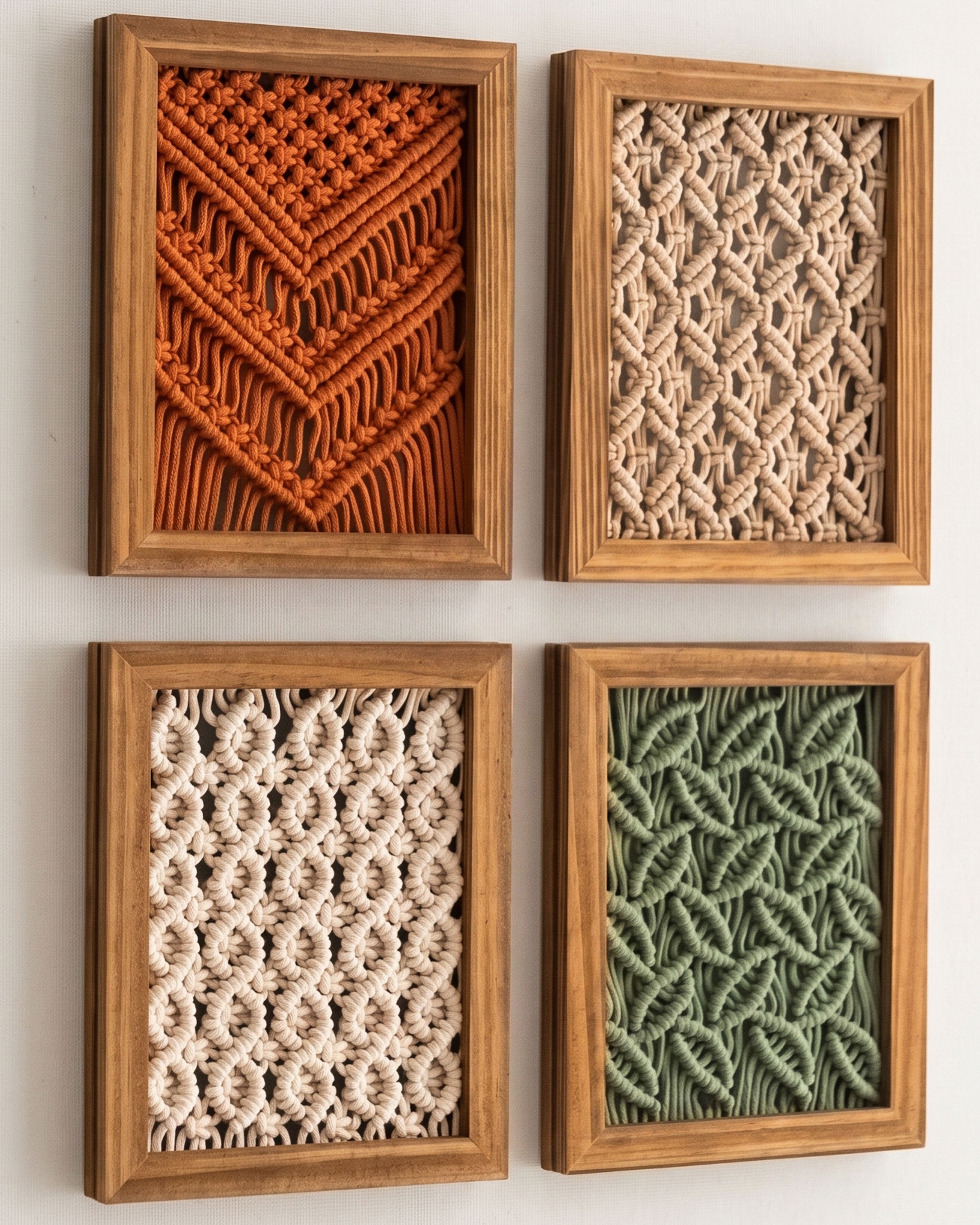 Framed Macrame Wall Hanging Decor Macrame Wooden Frame U09