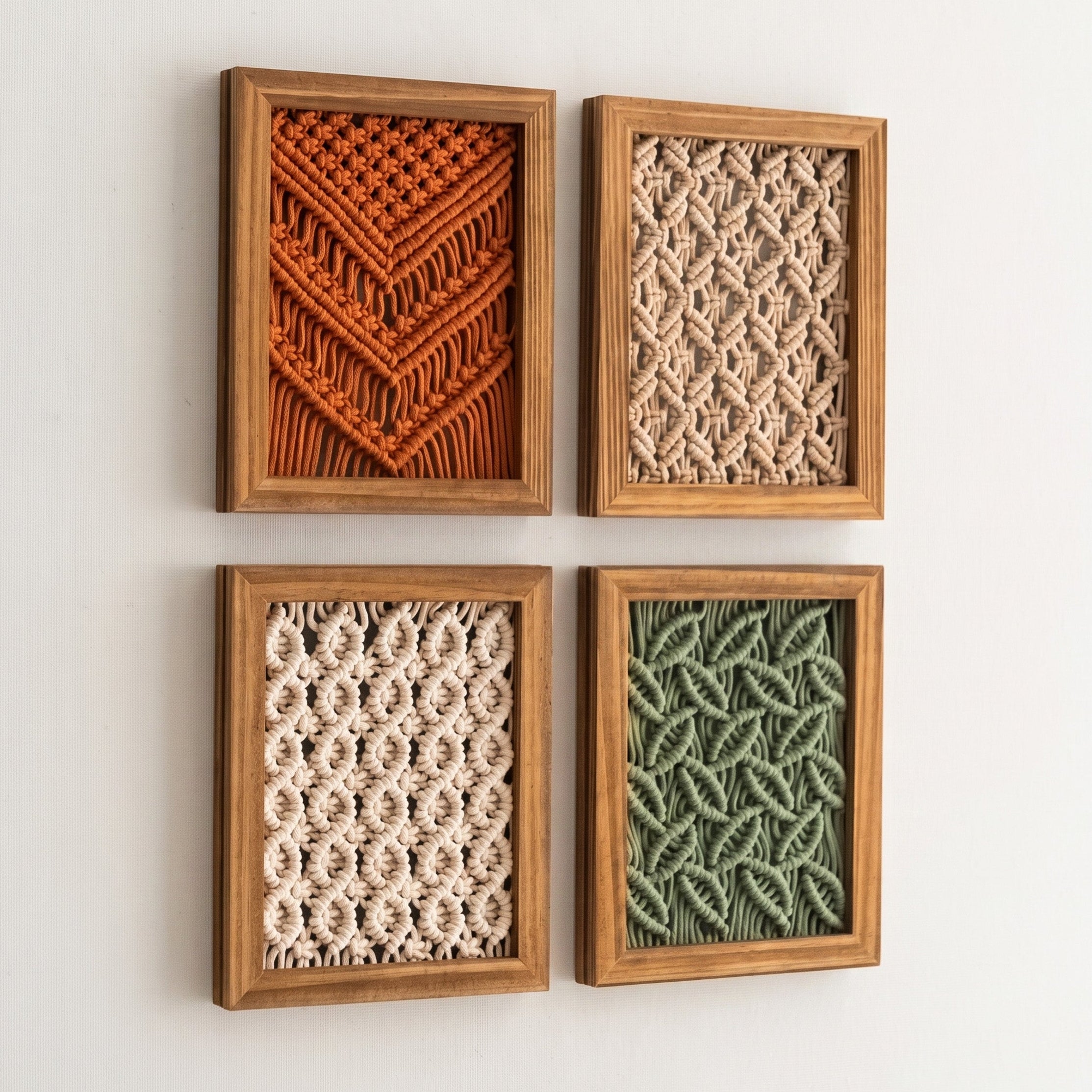 Framed Macrame Wall Hanging Decor Macrame Wooden Frame U09