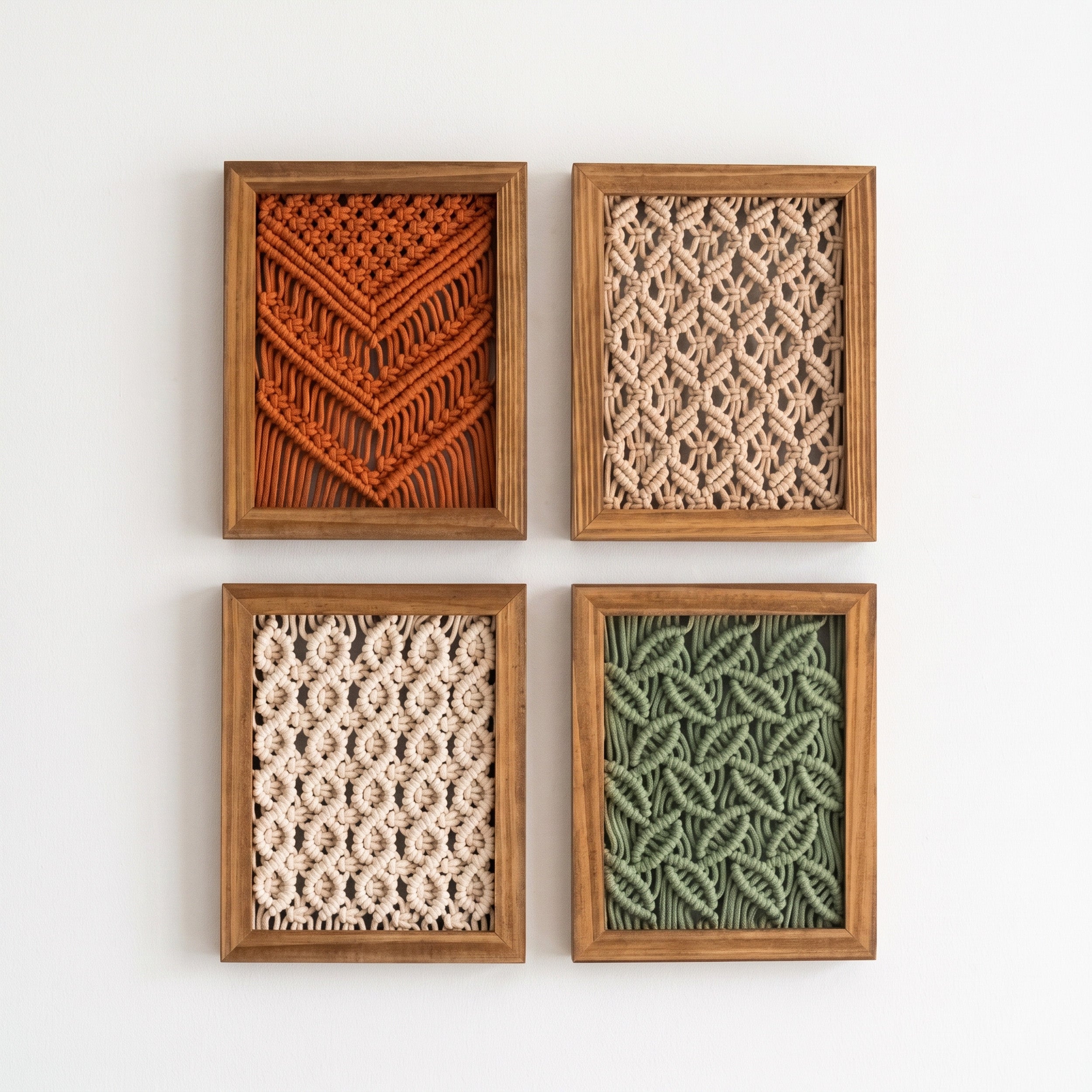 Framed Macrame Wall Hanging Decor Macrame Wooden Frame U09