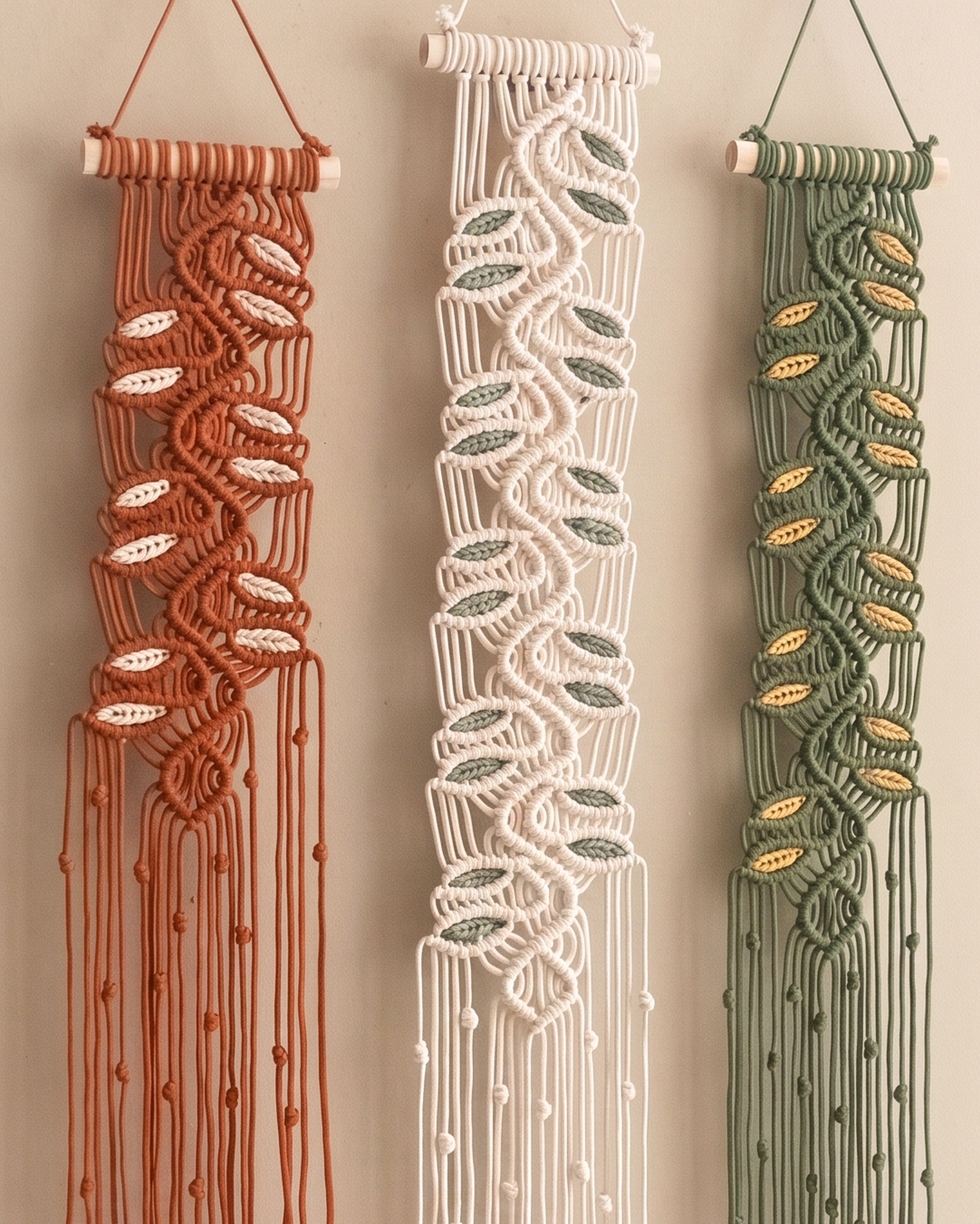 Macrame Leaf Minimal Wall Hanging Cotton Cord Boho Wall Decor U17