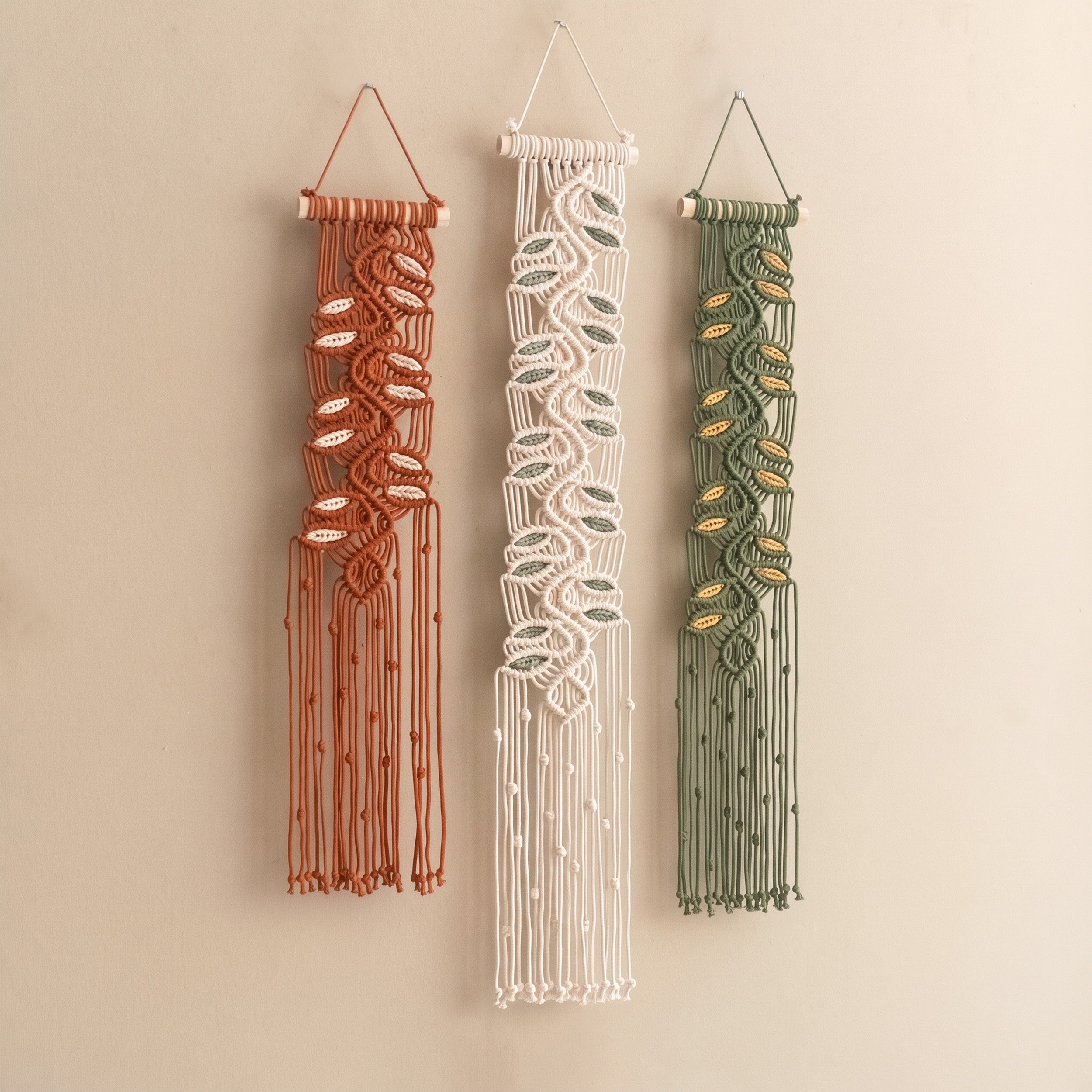 Macrame Leaf Minimal Wall Hanging Cotton Cord Boho Wall Decor U17