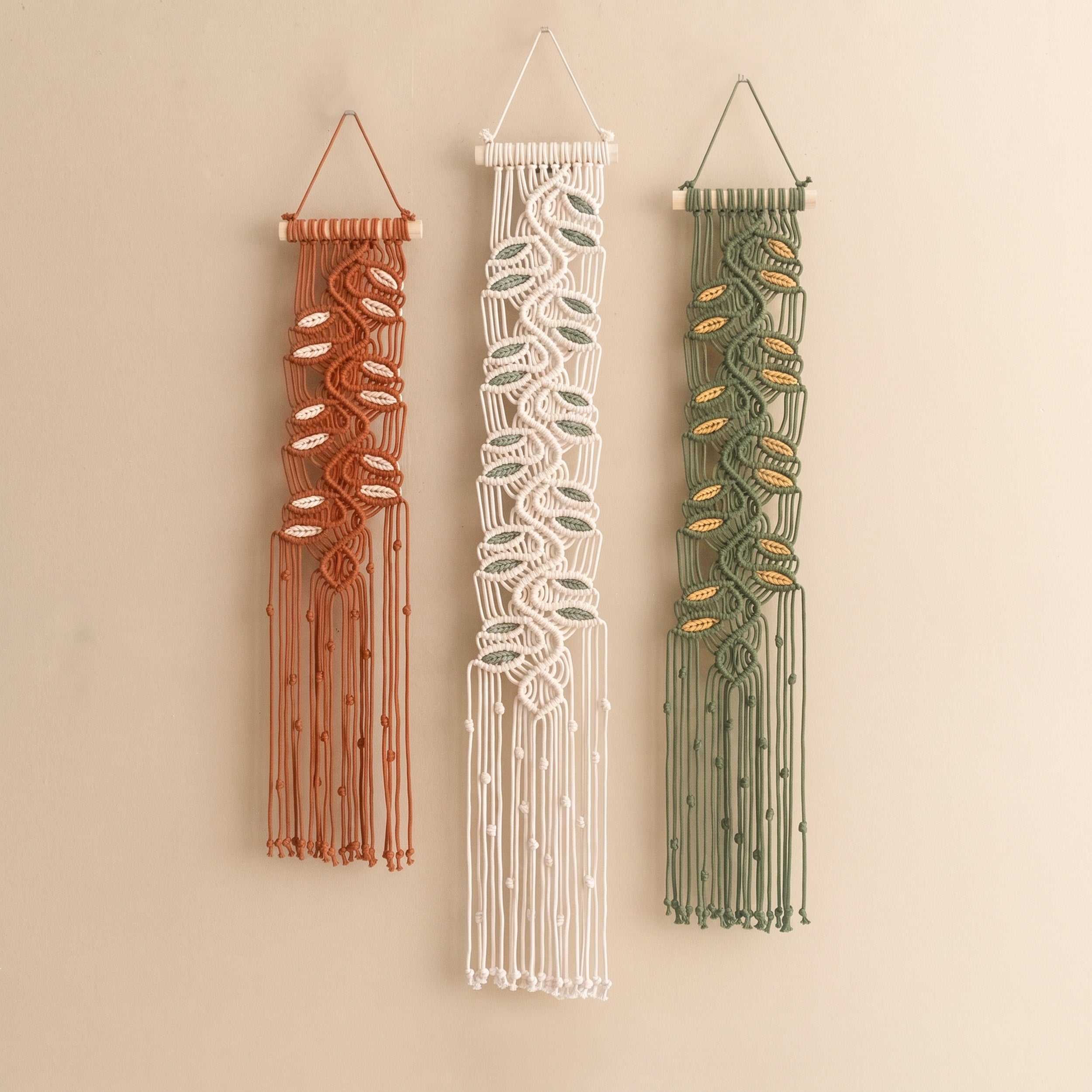 Macrame Leaf Minimal Wall Hanging Cotton Cord Boho Wall Decor U17