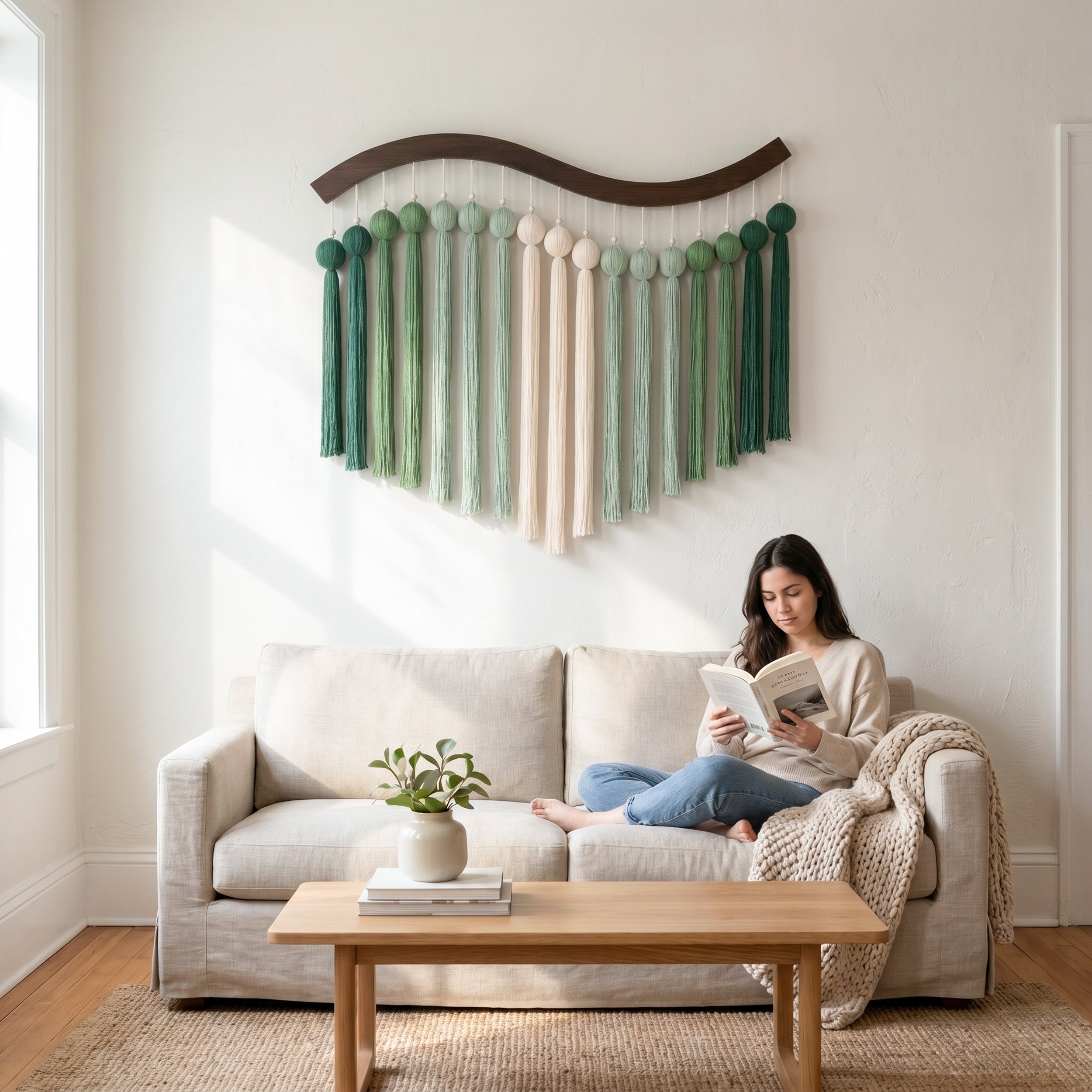 Rhythm Arc Fiber Wall Hanging Fiber Woven Wall Art for Home U47