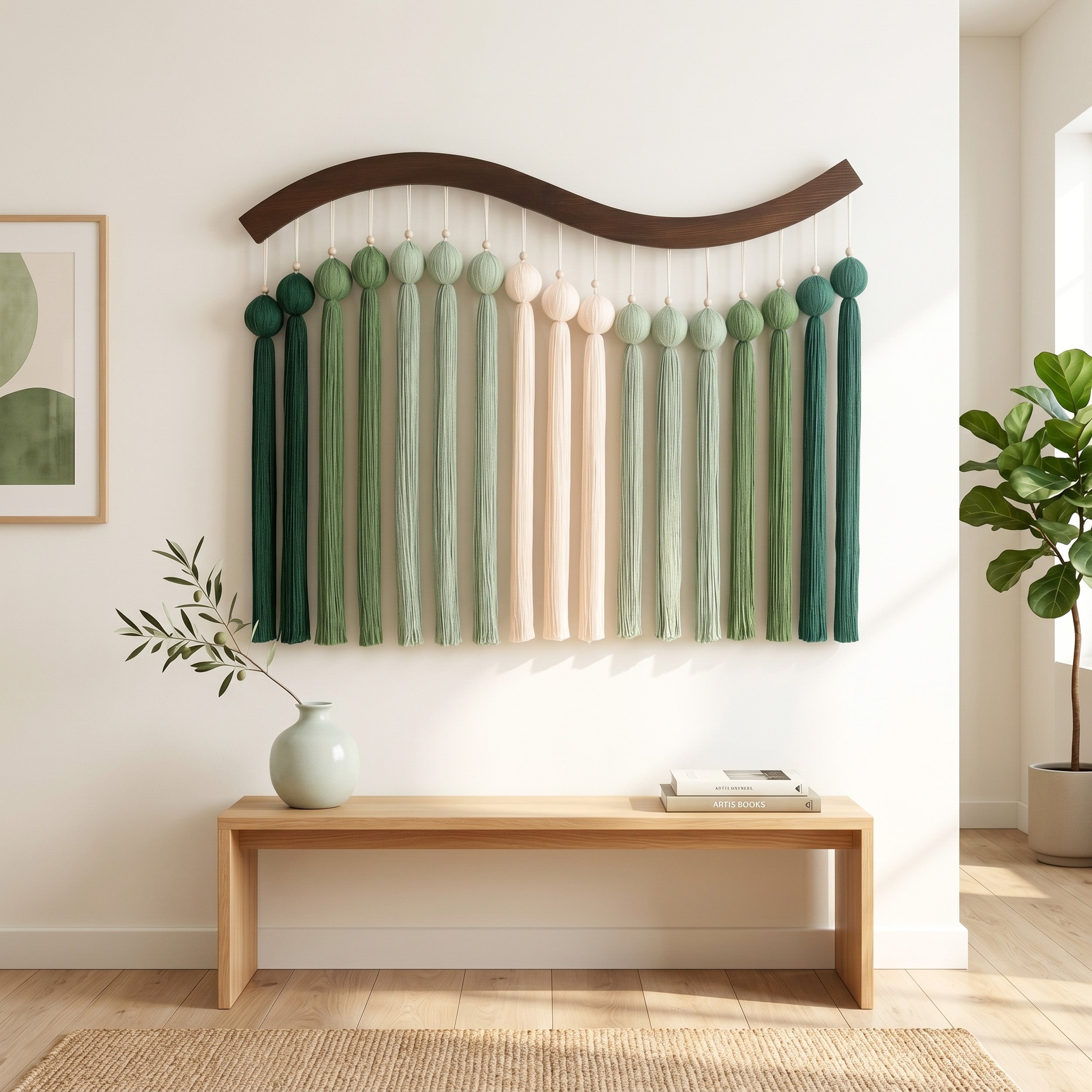 Dancing Rain Fiber Wall Hanging Fiber Boho Wall Decor U48