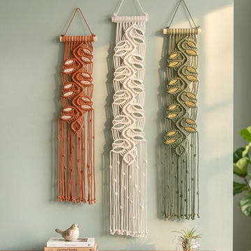 Macrame Leaf Minimal Wall Hanging Cotton Cord Boho Wall Decor U17