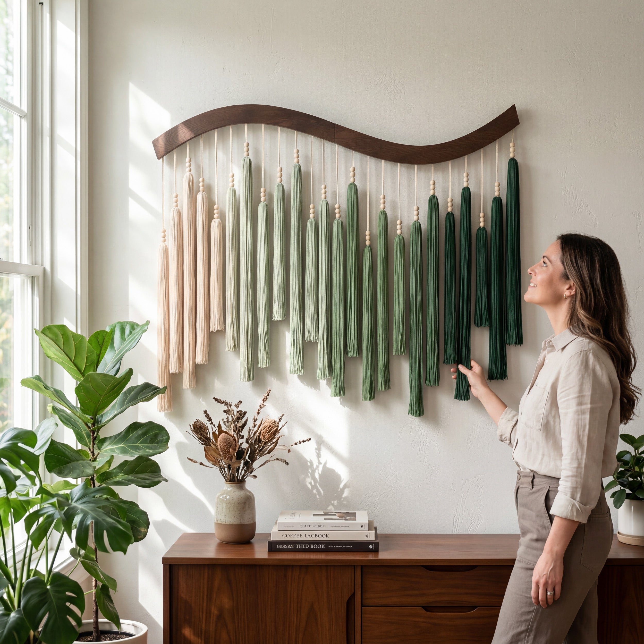 Arcadia Wall Art Macrame Wood Boho Wall Decor for Home U44