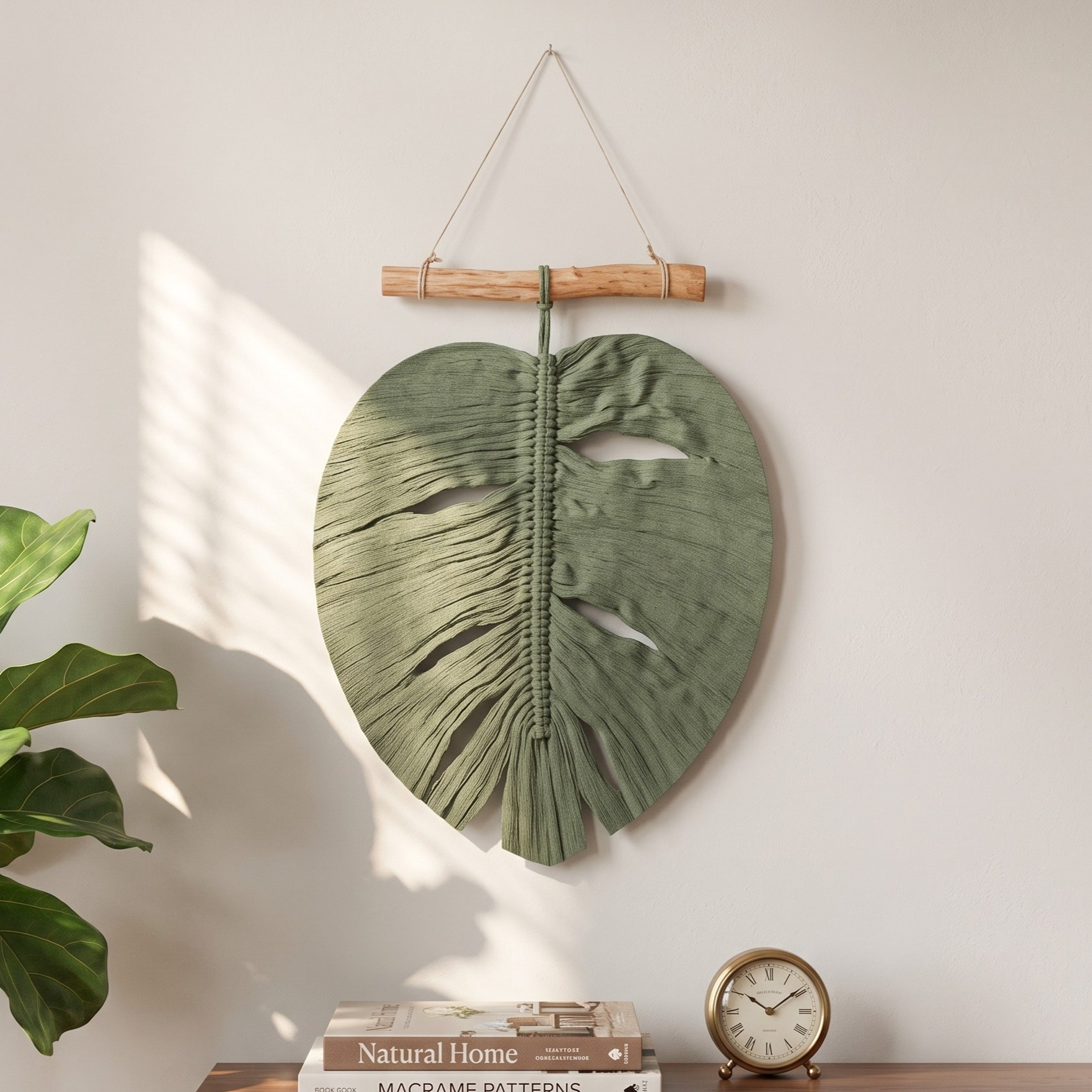 Macrame Leaves Wall Hanging Cotton for Botanical Decor L41