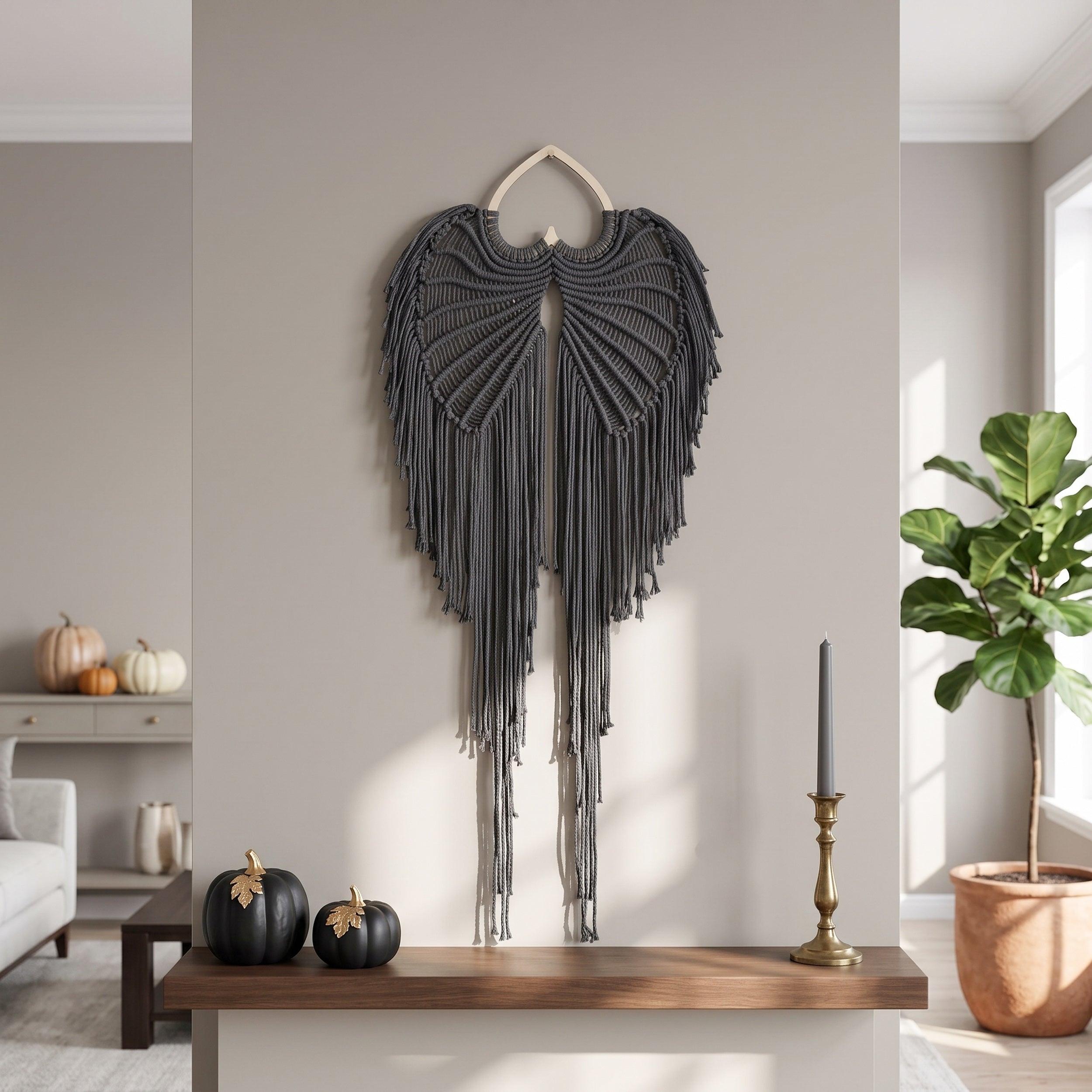 Macrame Angel Wings Halloween Decor for Halloween Wall Decor W53