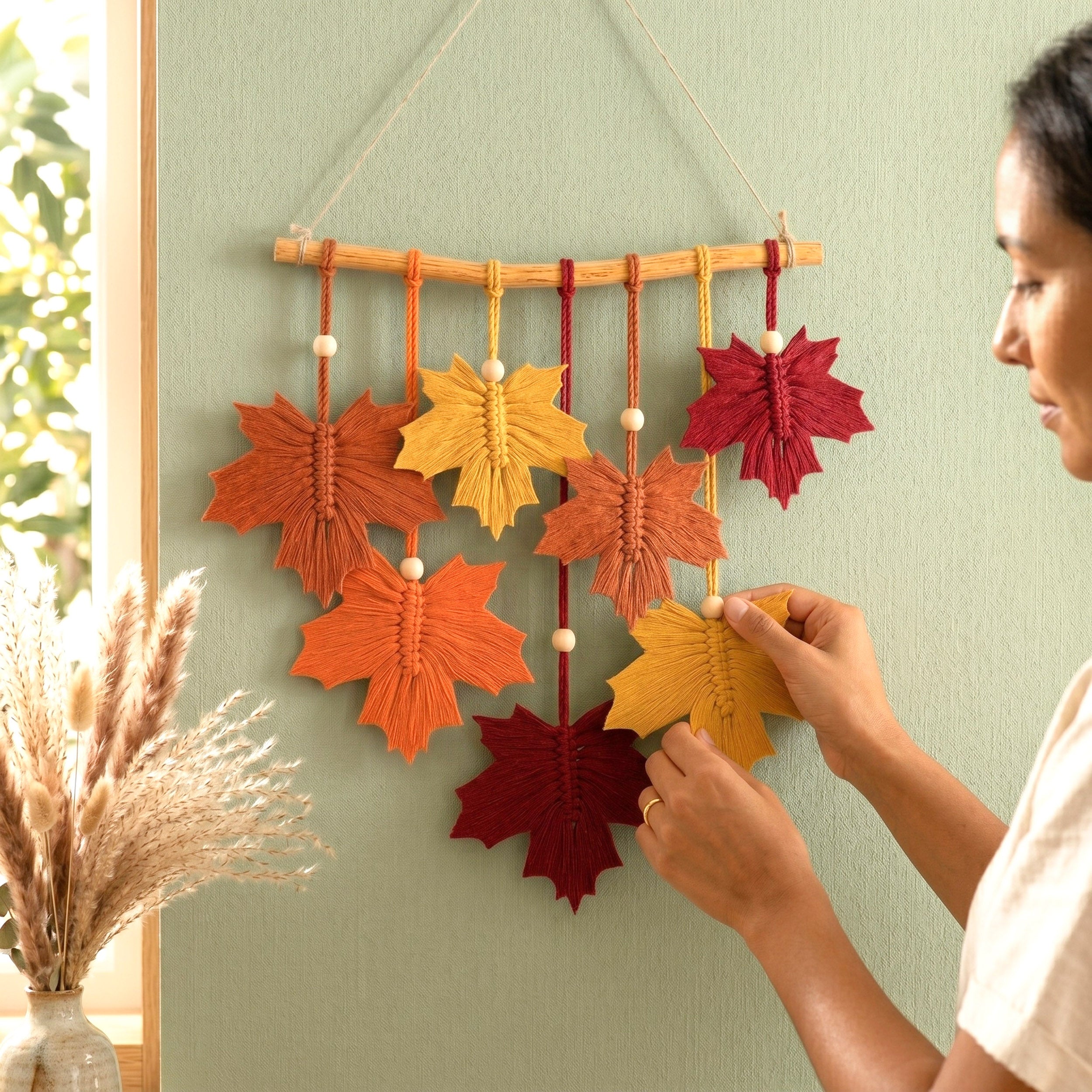 Macrame Leaves Wall Hanging Nature Wall Decor for Home L28