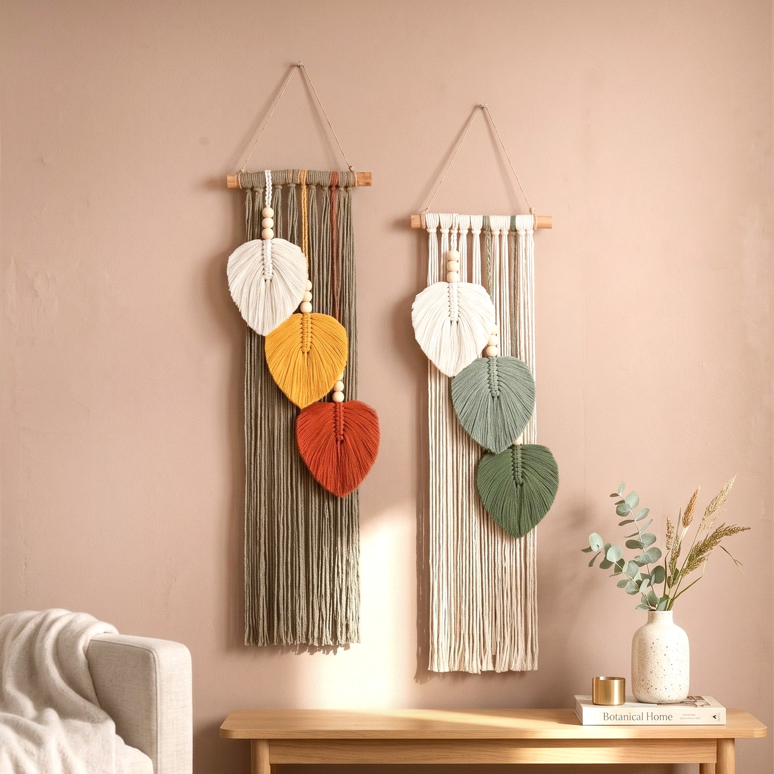 Macrame Leaves Wall Hanging Boho Wall Decor for Tropical Style V24