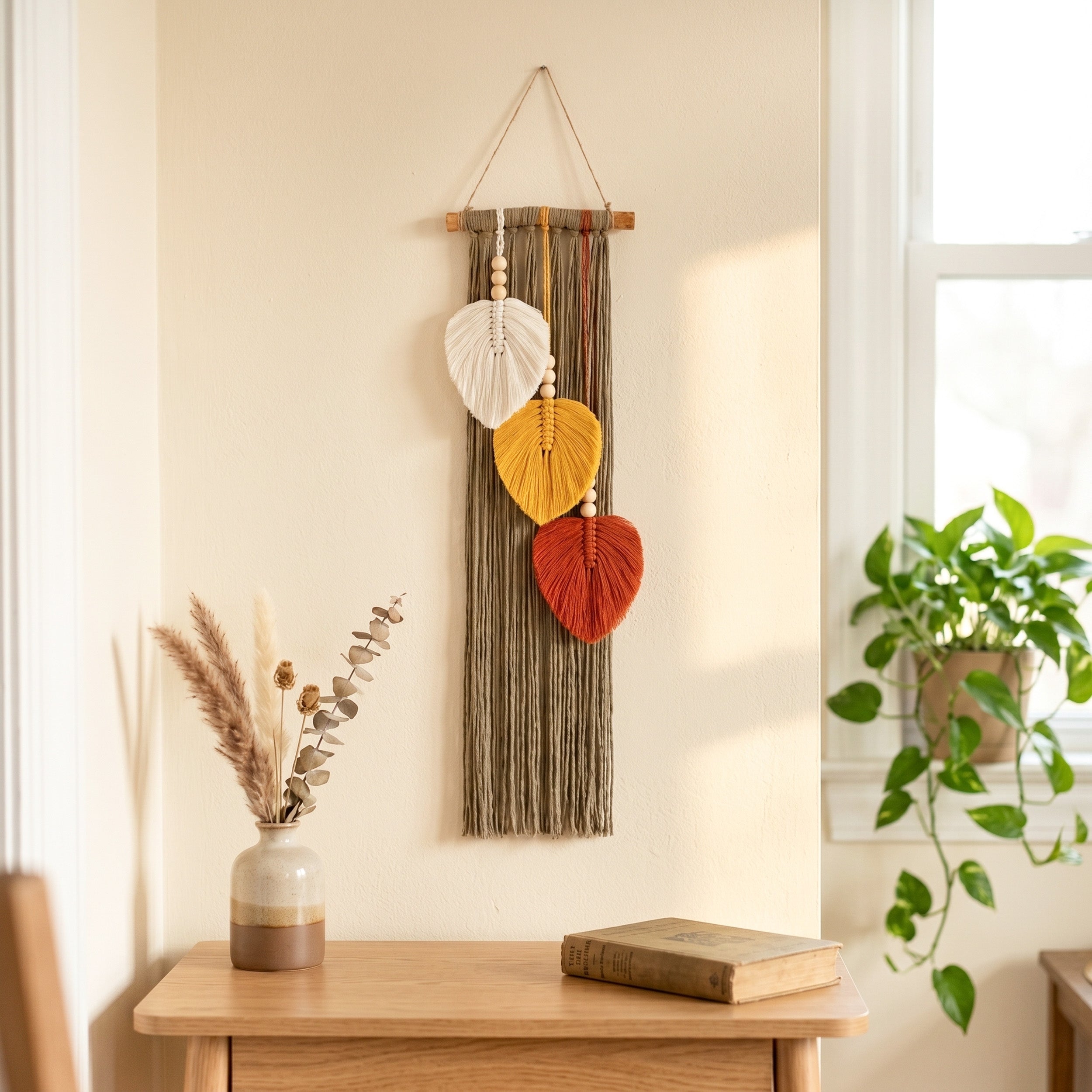 Macrame Leaves Wall Hanging Boho Wall Decor for Tropical Style V24